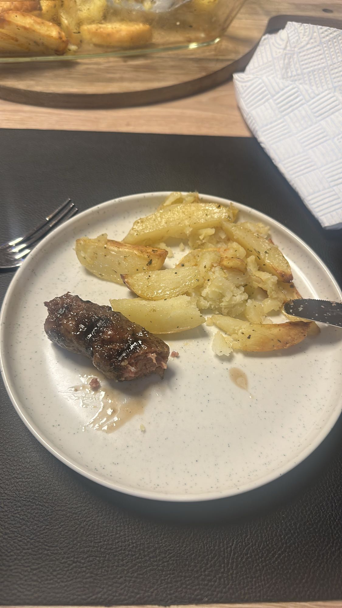 Meat and roasted potatoes