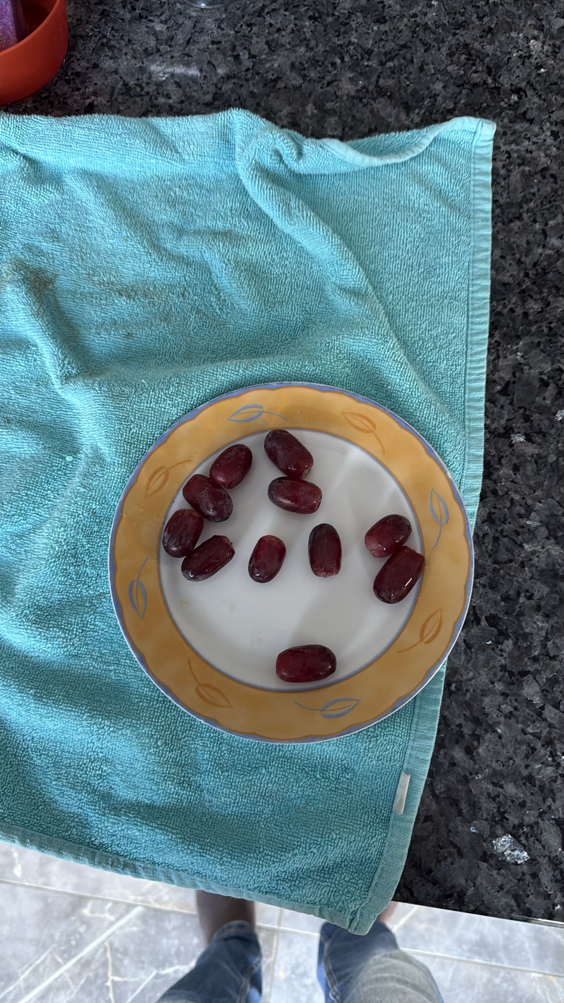 Plate of red grapes