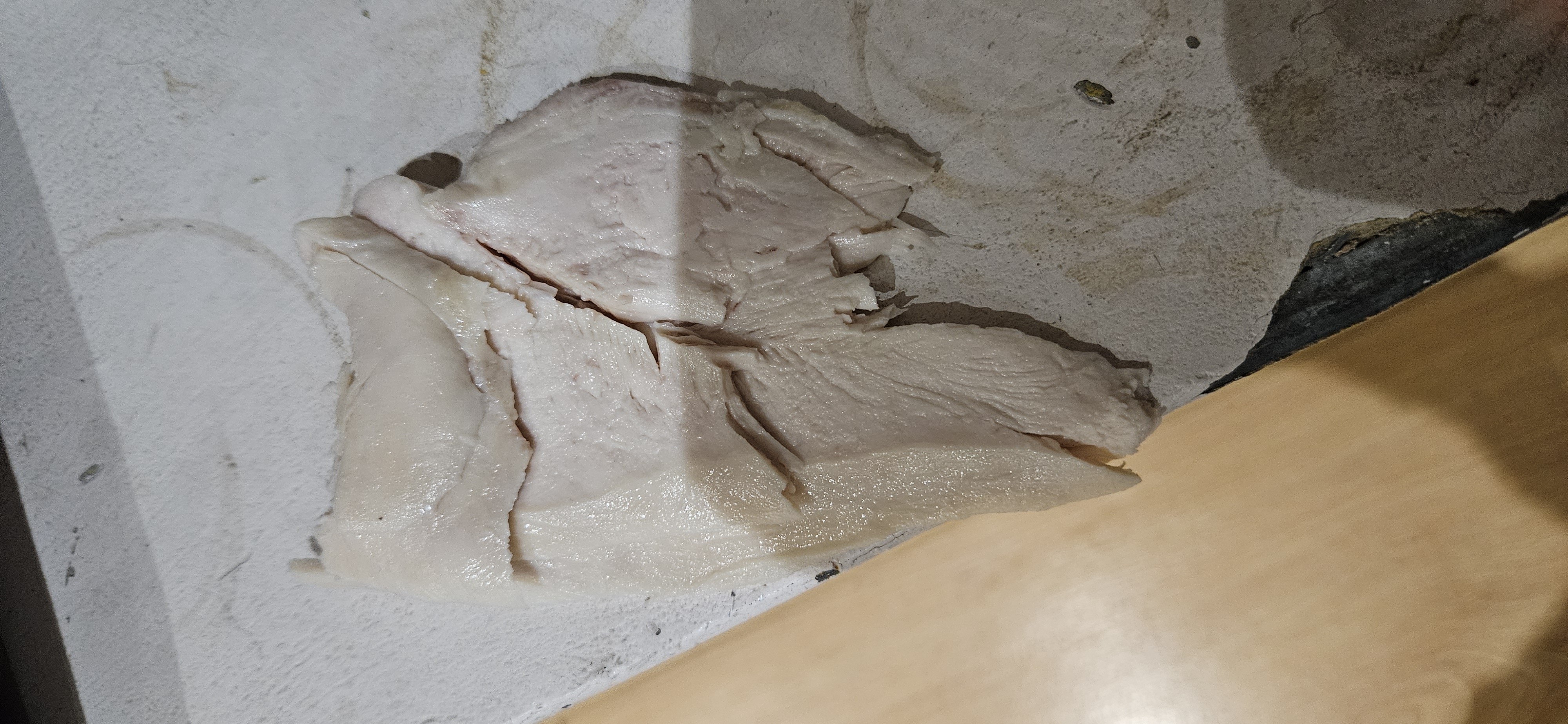 Boiled chicken breast with skin