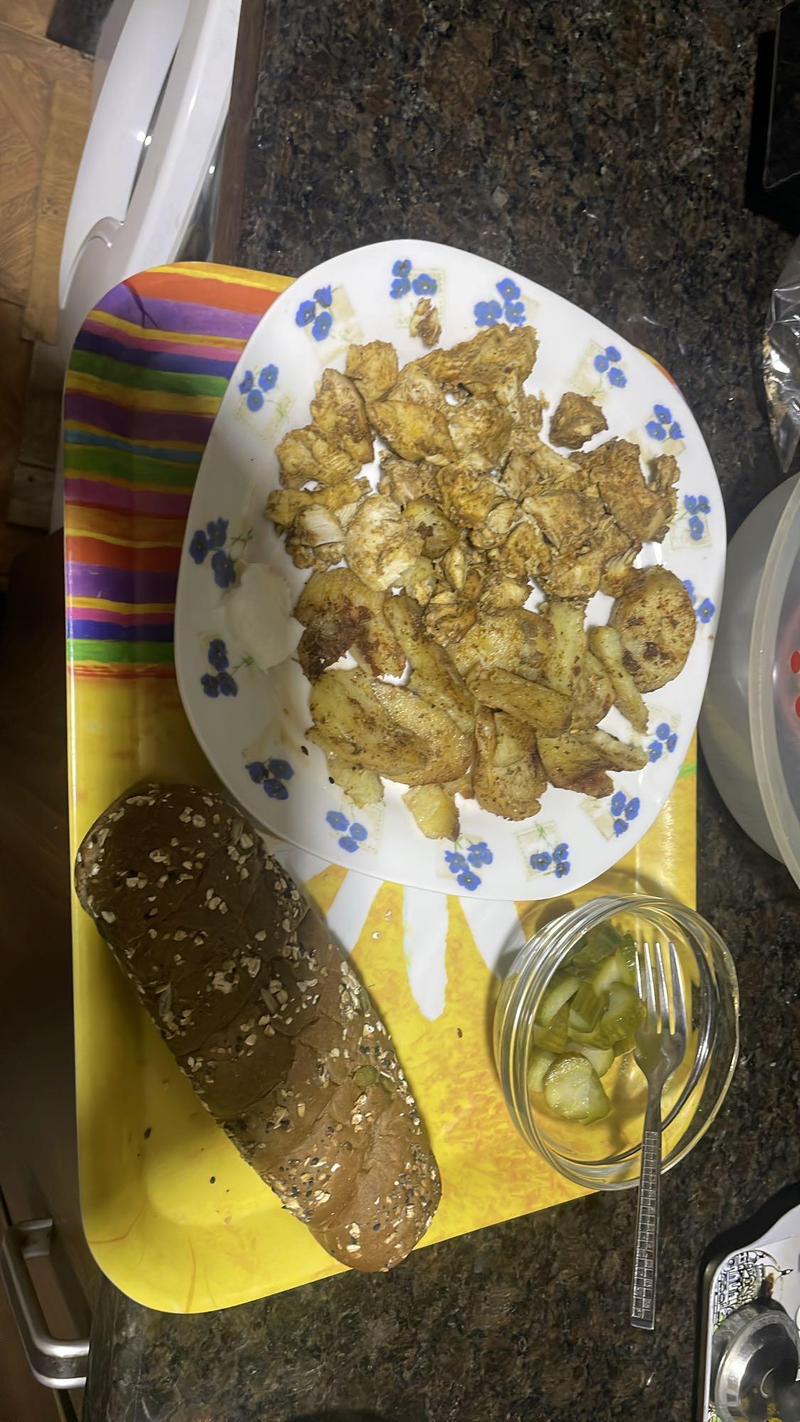 Chicken, bread & pickles