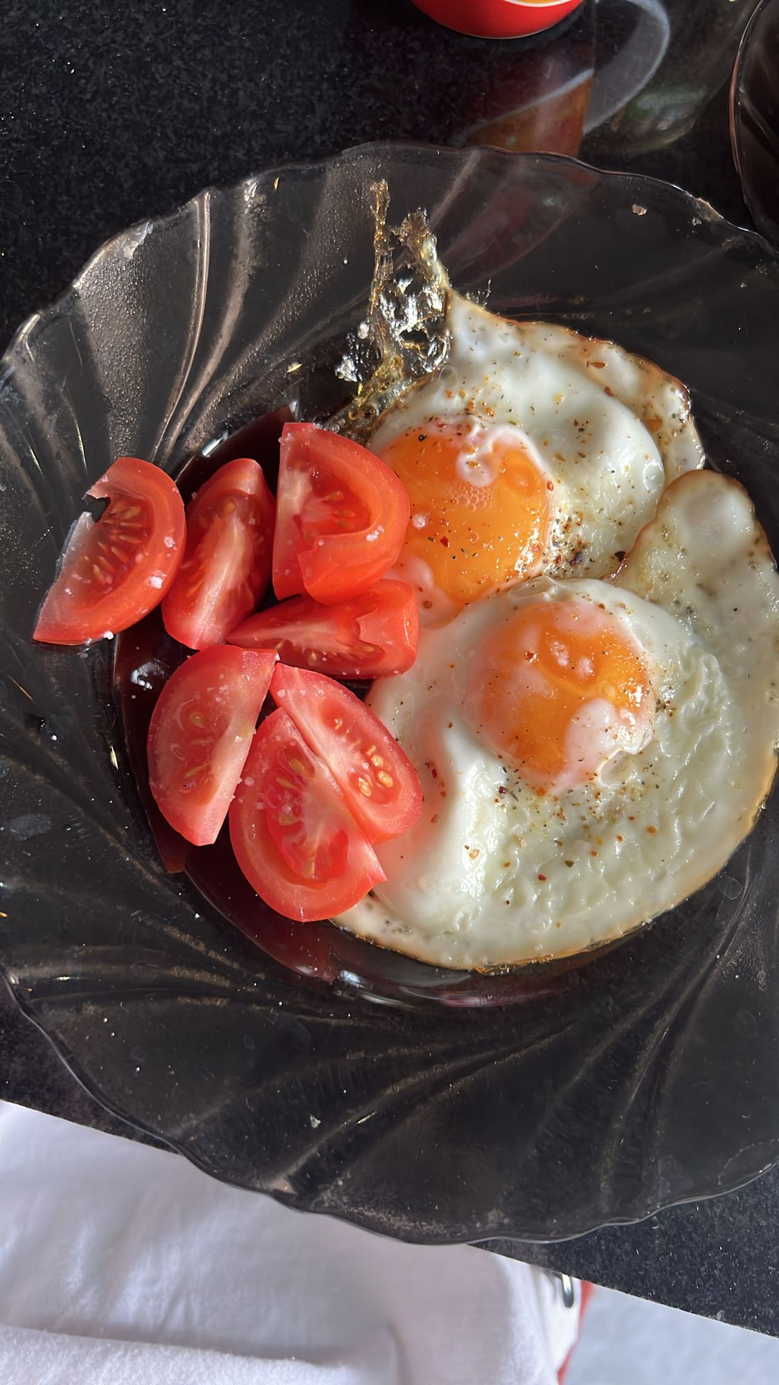 Eggs and tomatoes plate