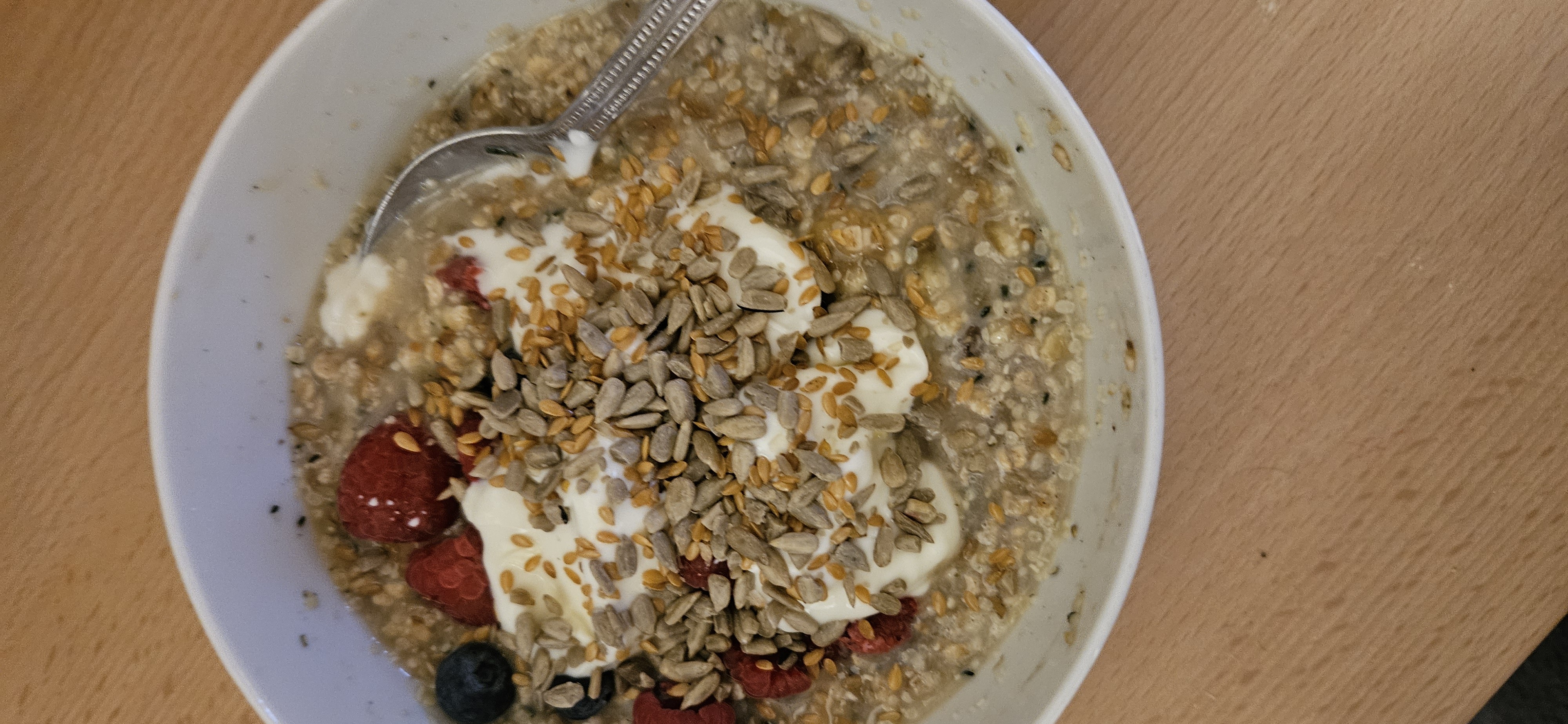 Berry seed oatmeal bowl