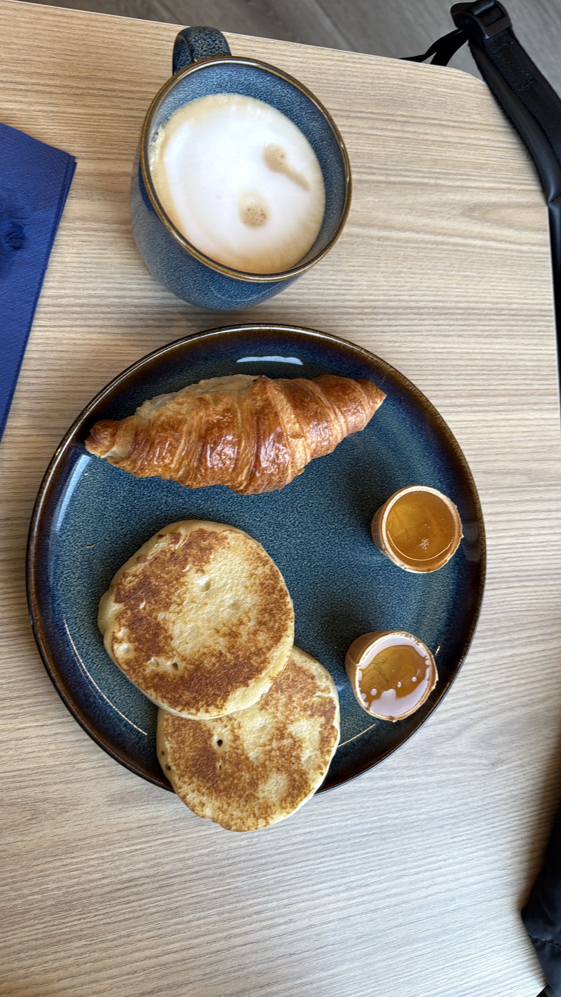 Pancakes, croissant, coffee