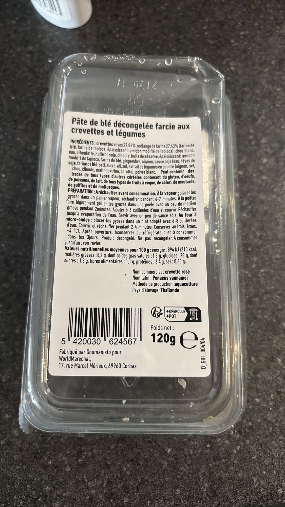 Gyoza crevettes légumes