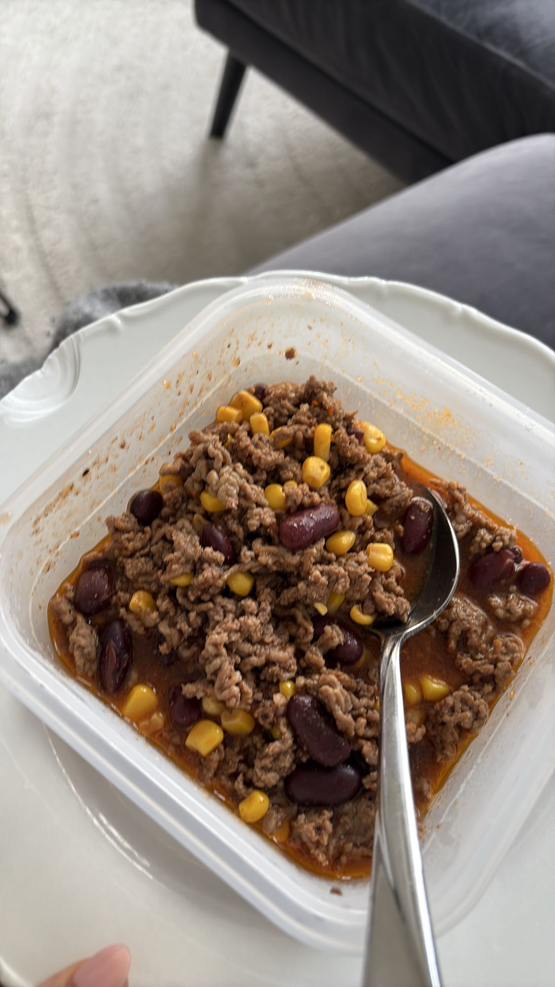 köttfärs med bönor och majs