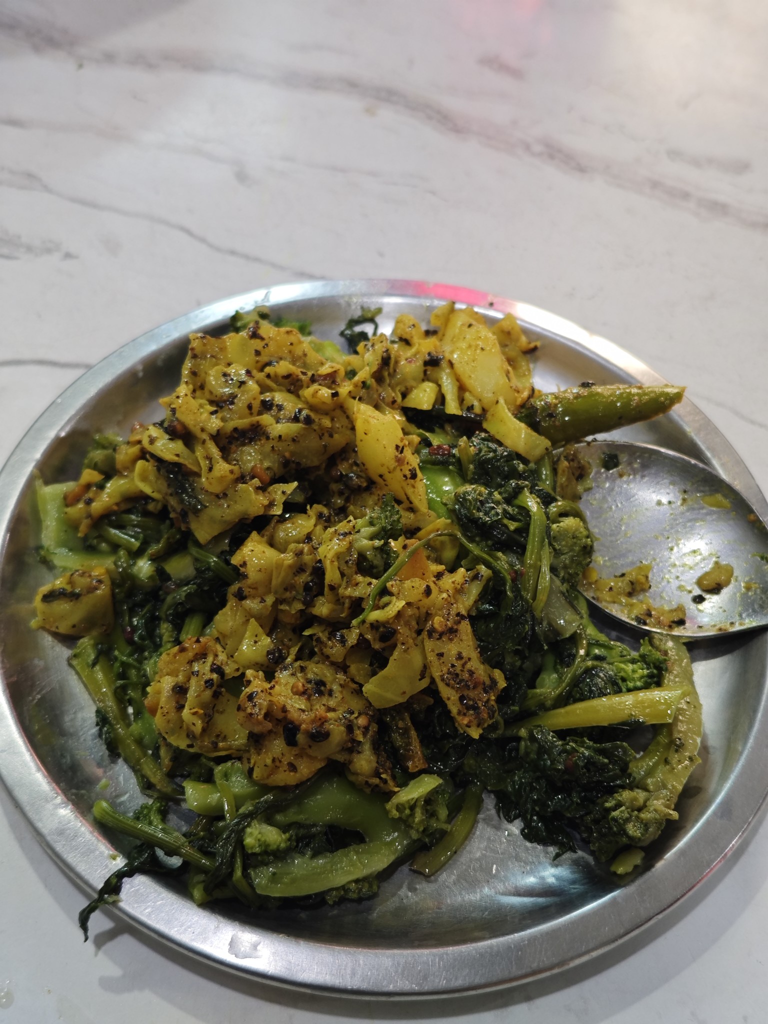 Potato Mustard Greens Stir Fry