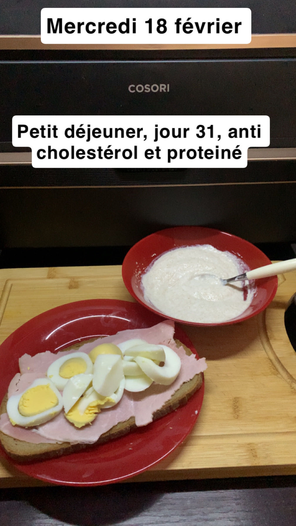 Tartine jambon œuf et porridge