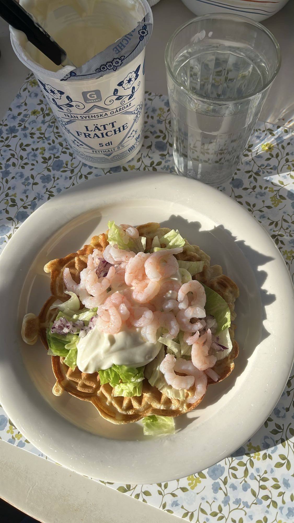 Räkvåffla med grönsaker