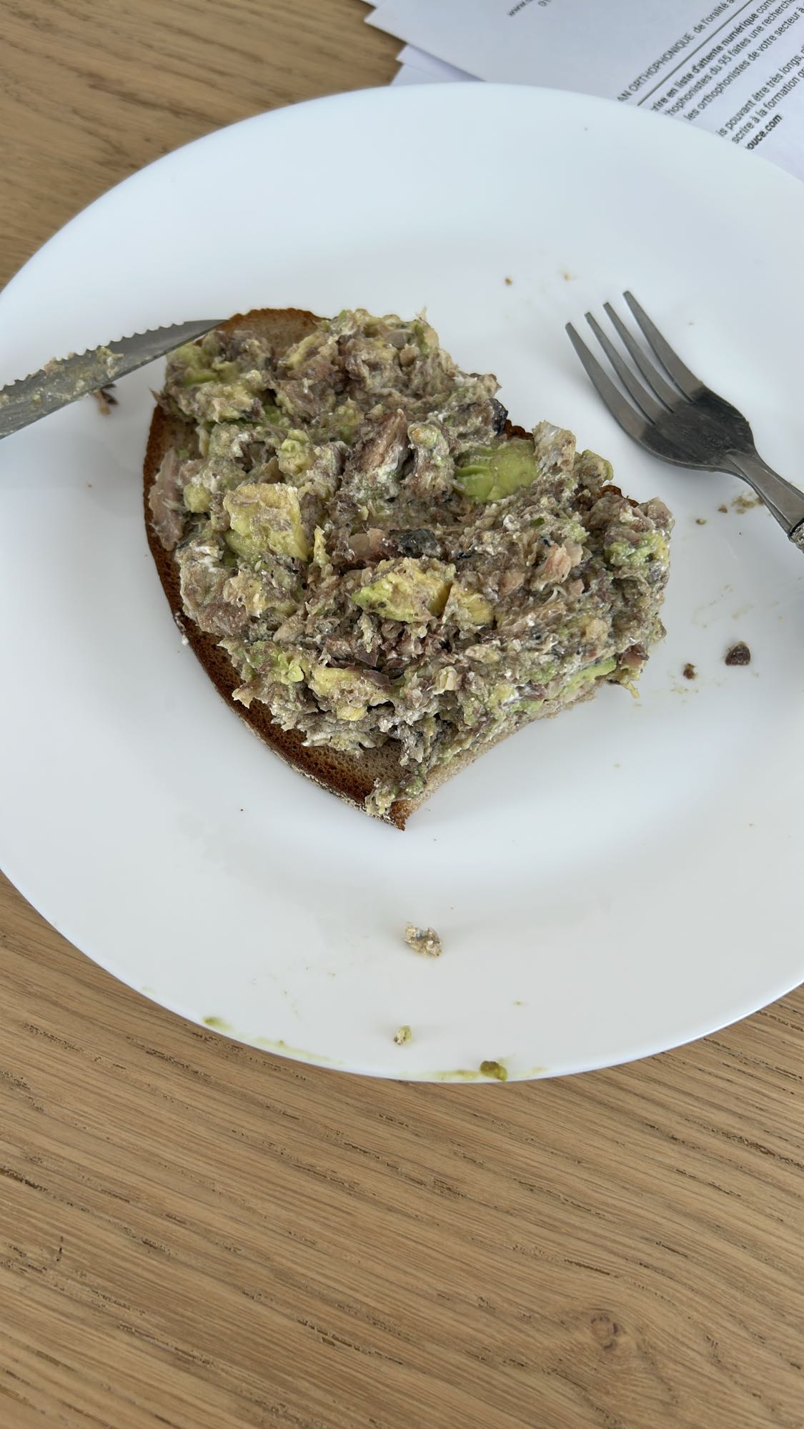 Tartine thon avocat