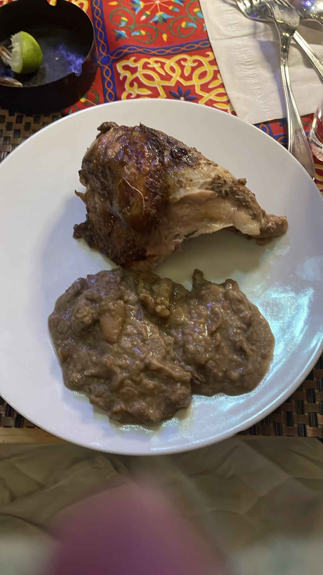 Roast chicken with bean mash