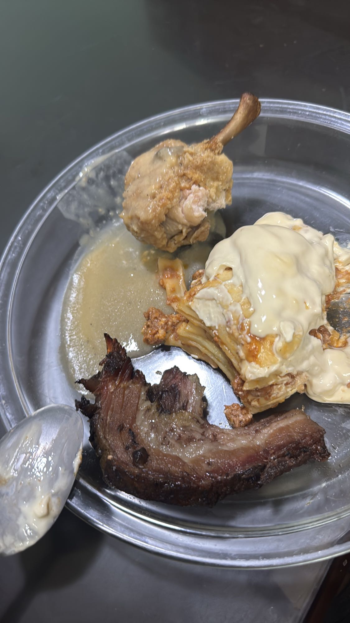 Meat, lasagna, and sauce