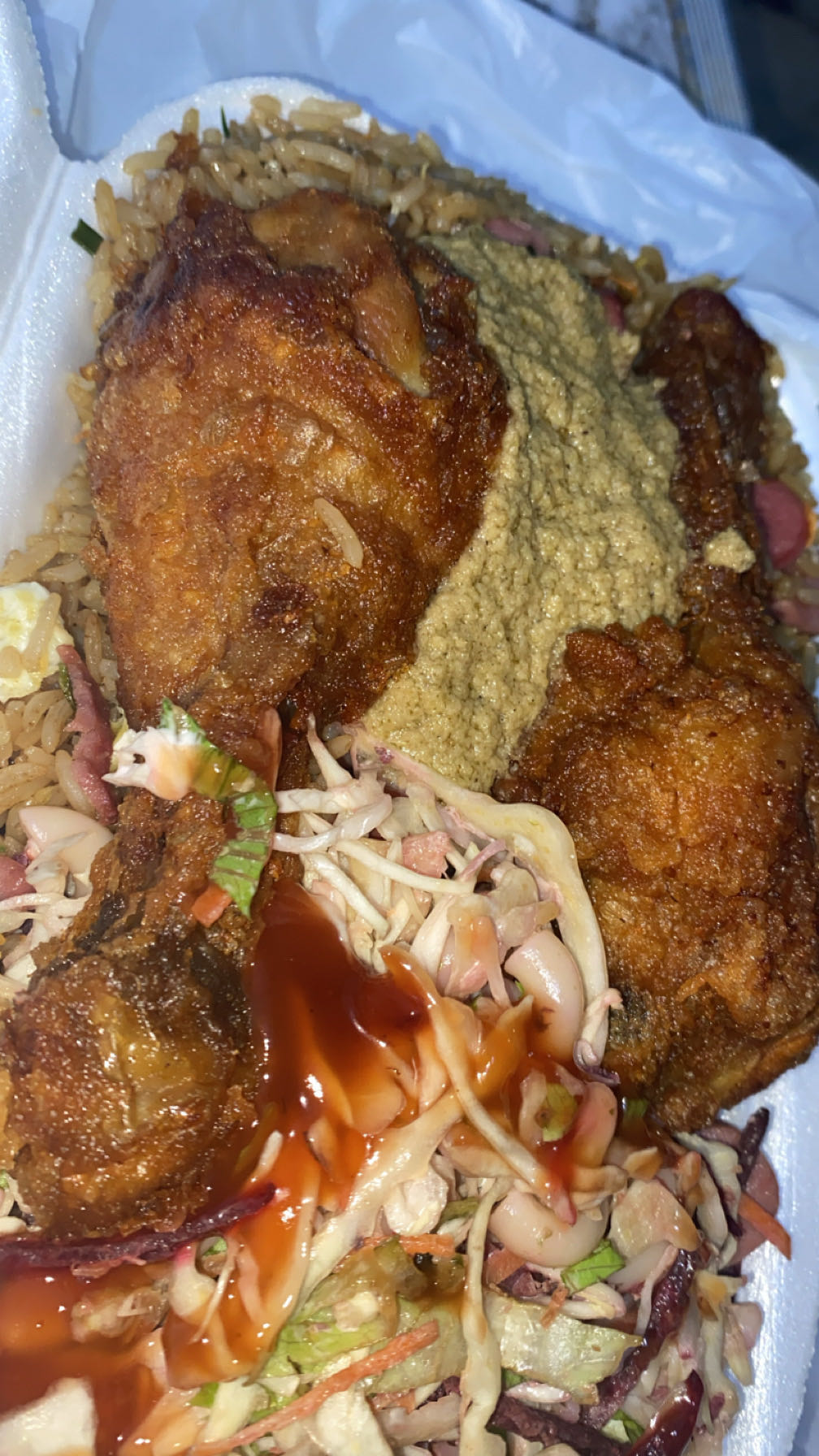 Fried Chicken Rice & Slaw