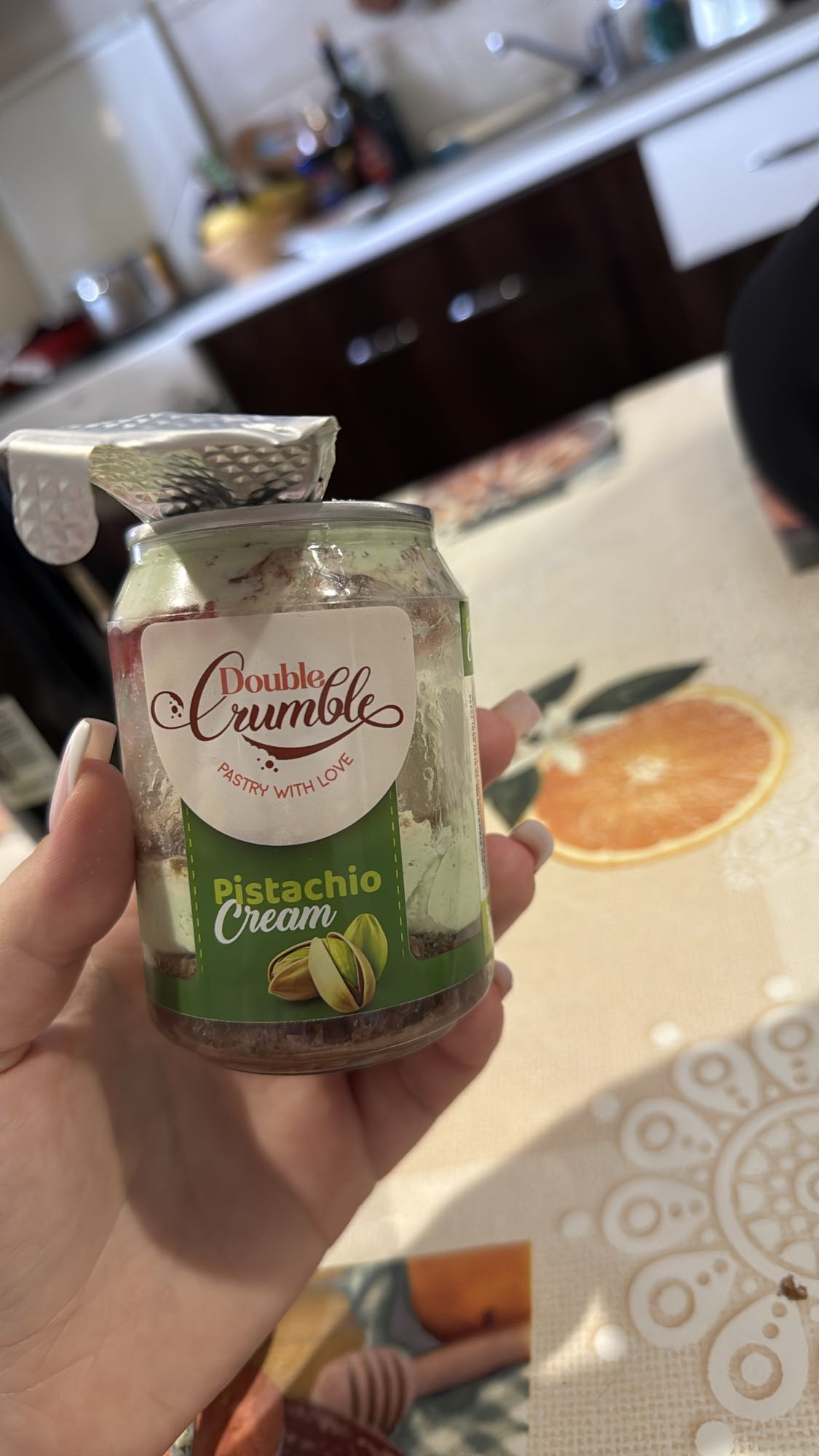 Double Crumble cu cremă de fistic