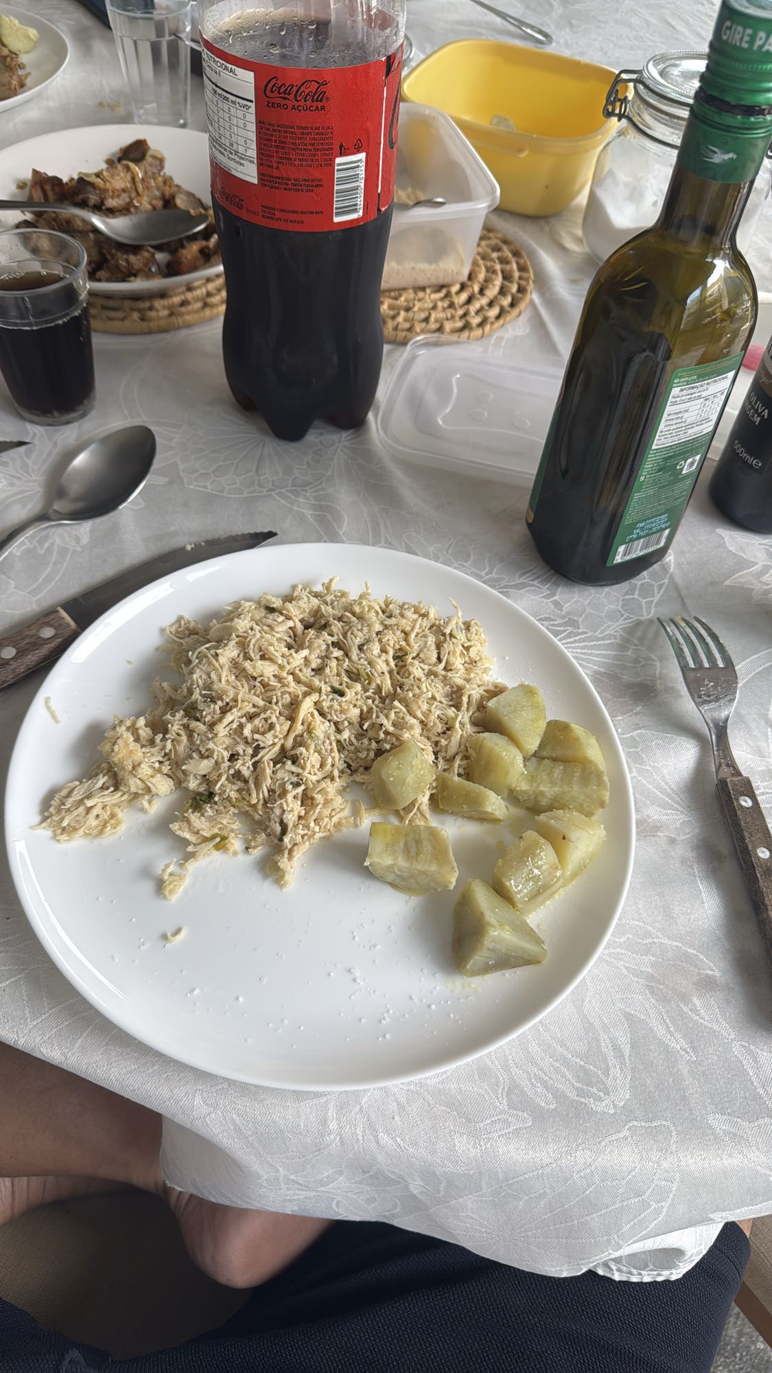 Frango desfiado e batata doce