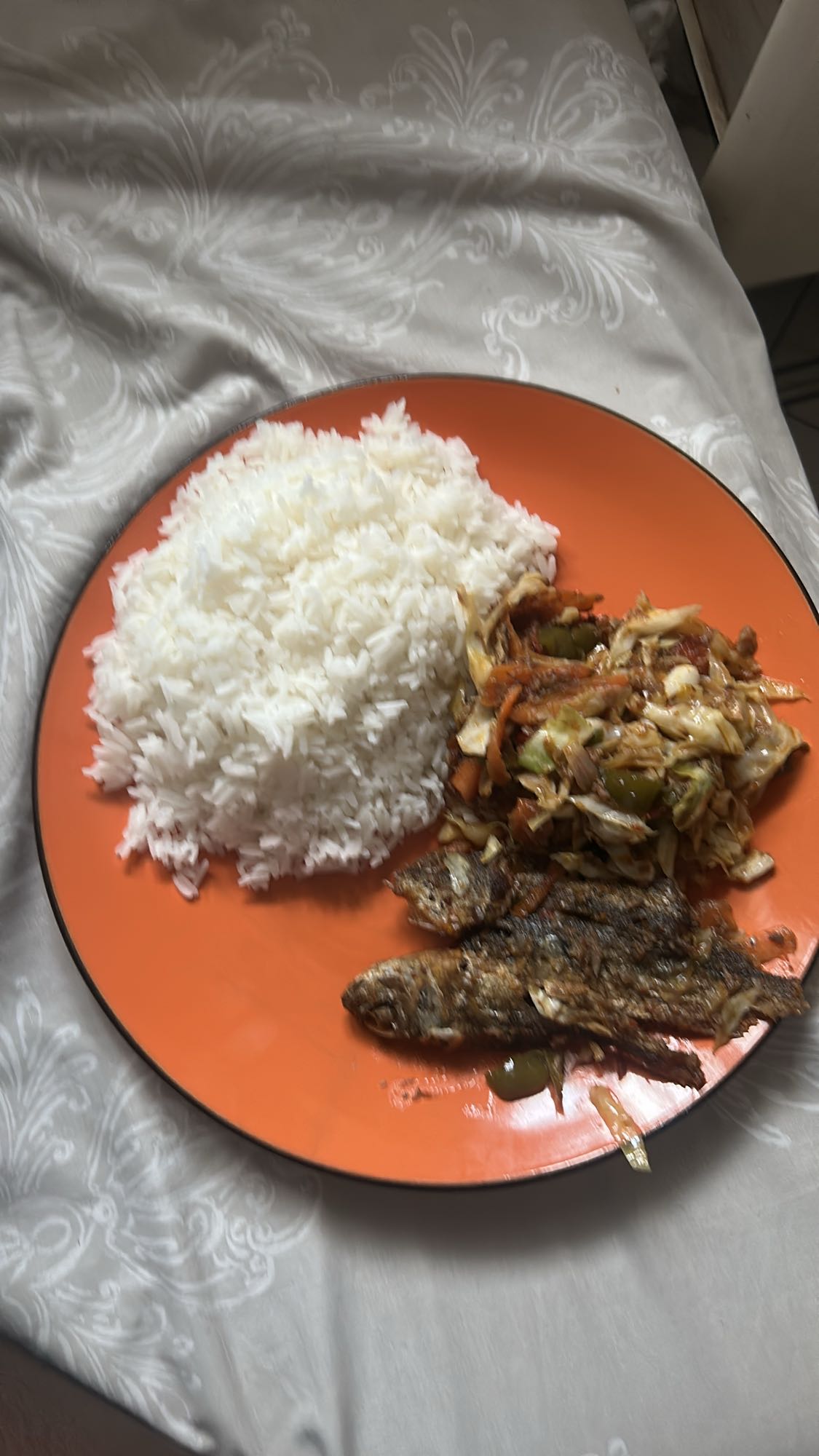 Rice with fish and veggies