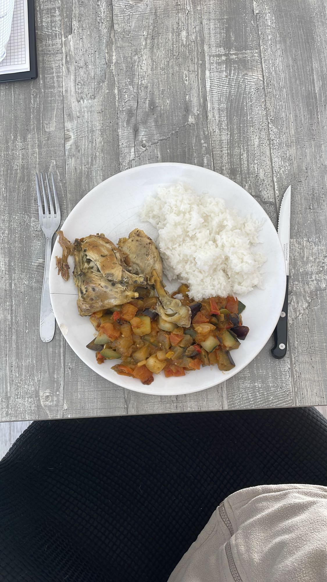 Poulet, riz et ratatouille