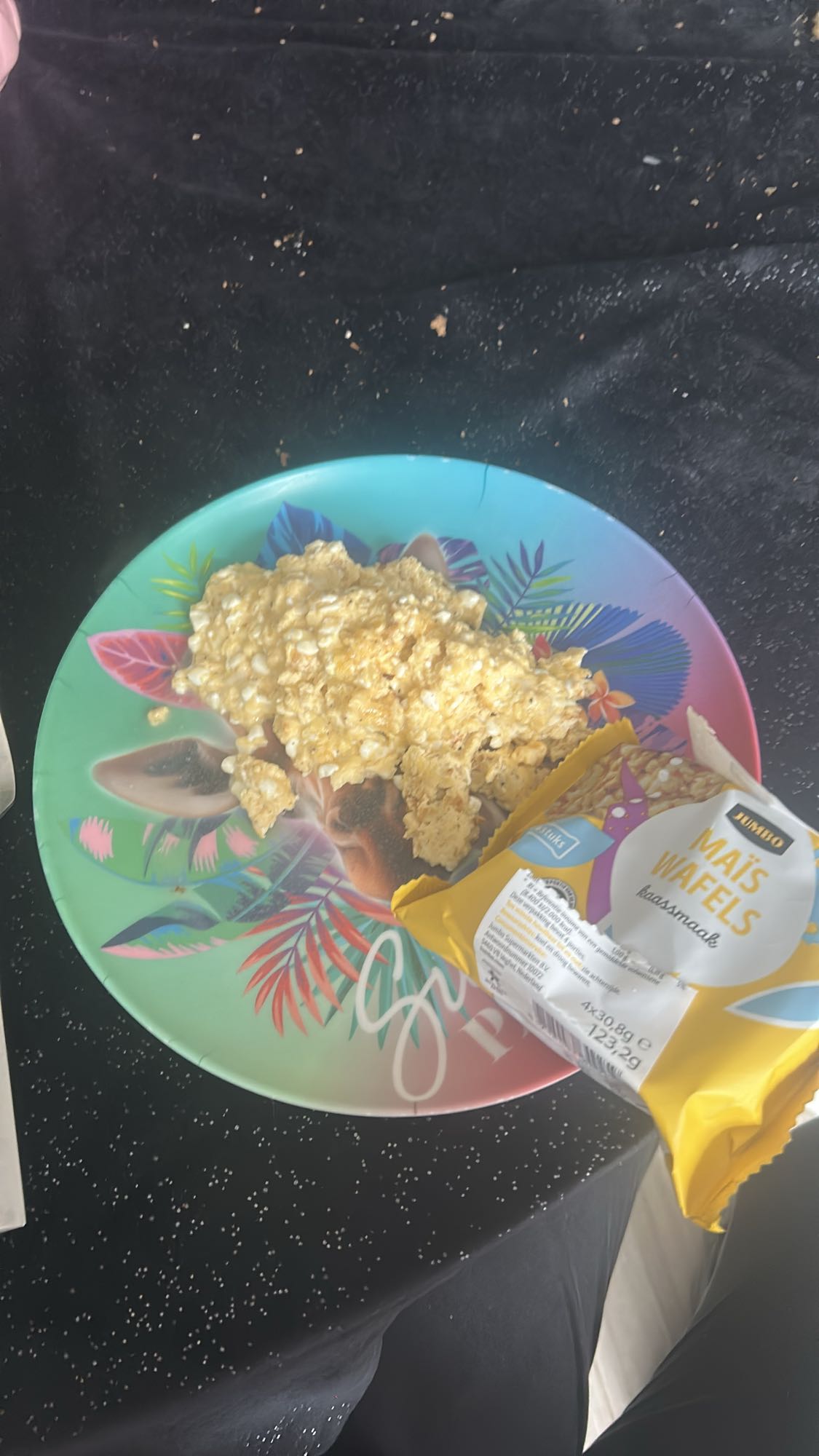 Roerei met maiswafels