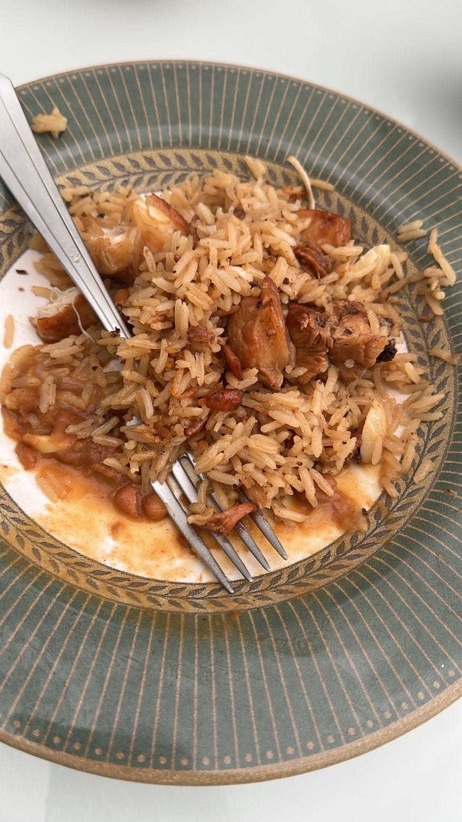 Arroz com frango e feijão