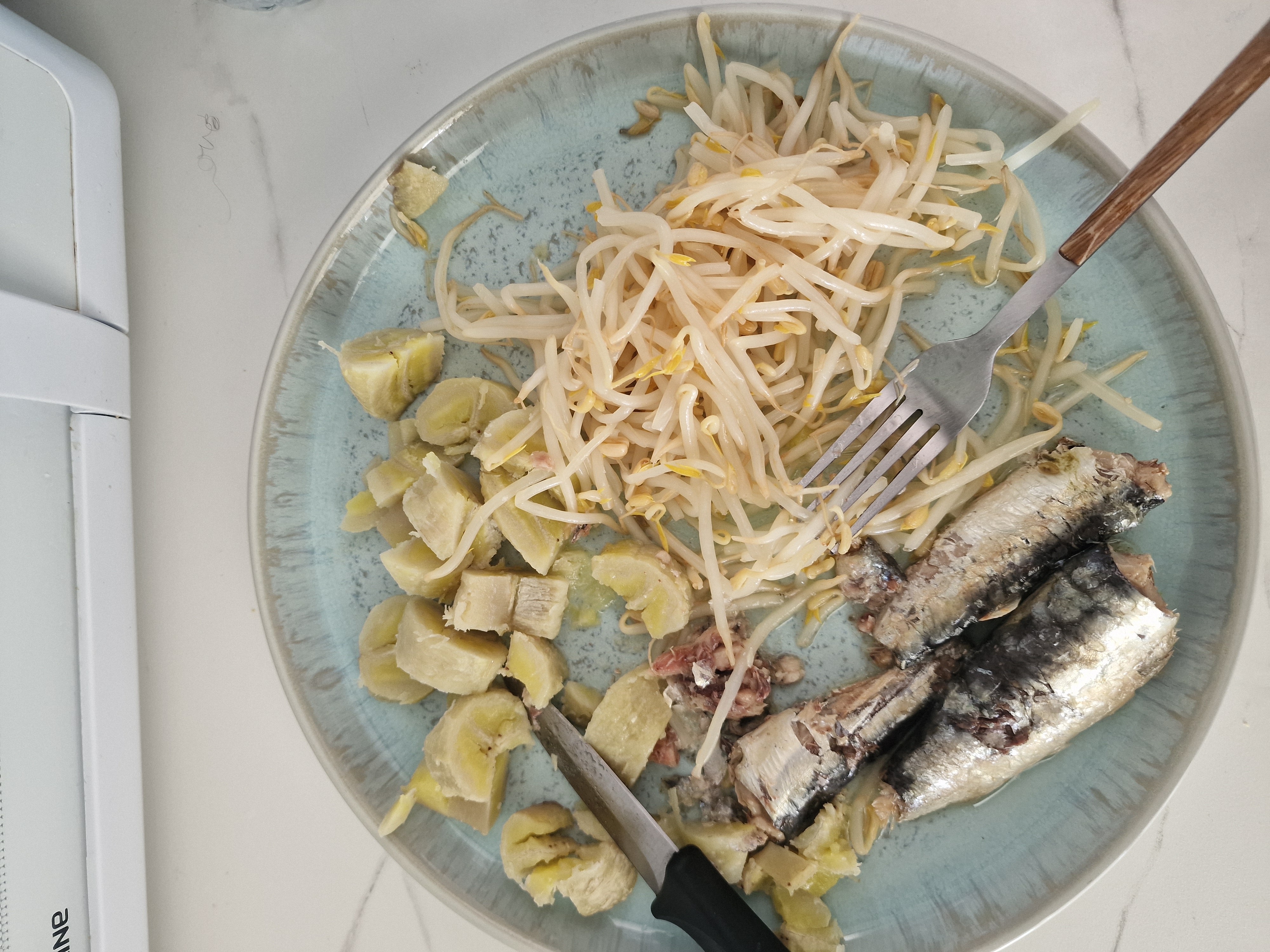 Sardines, patate douce, soja