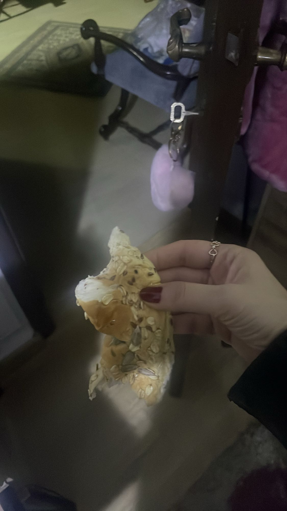 Seeded bread piece