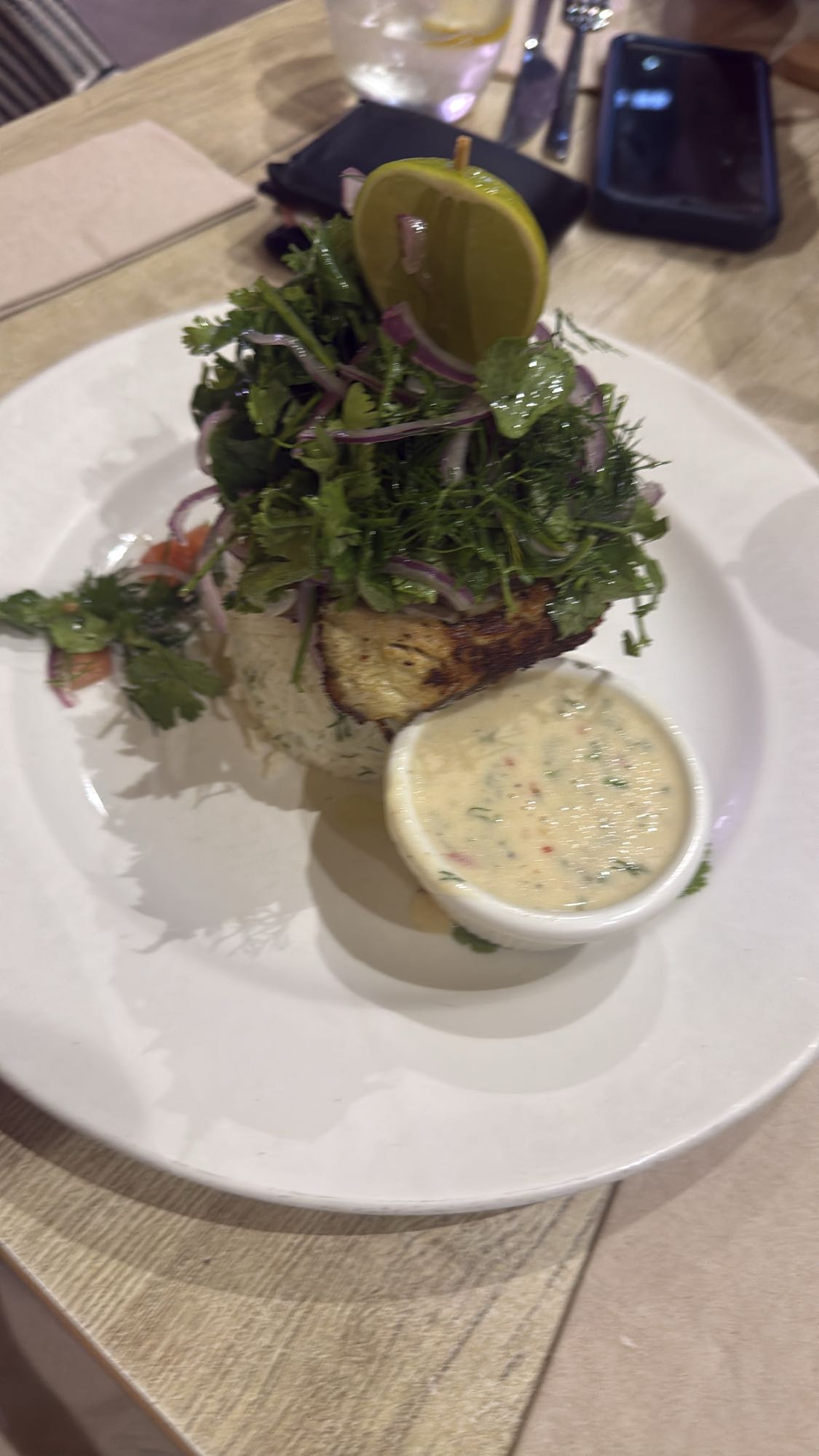 Grilled Fish Rice Herb Plate