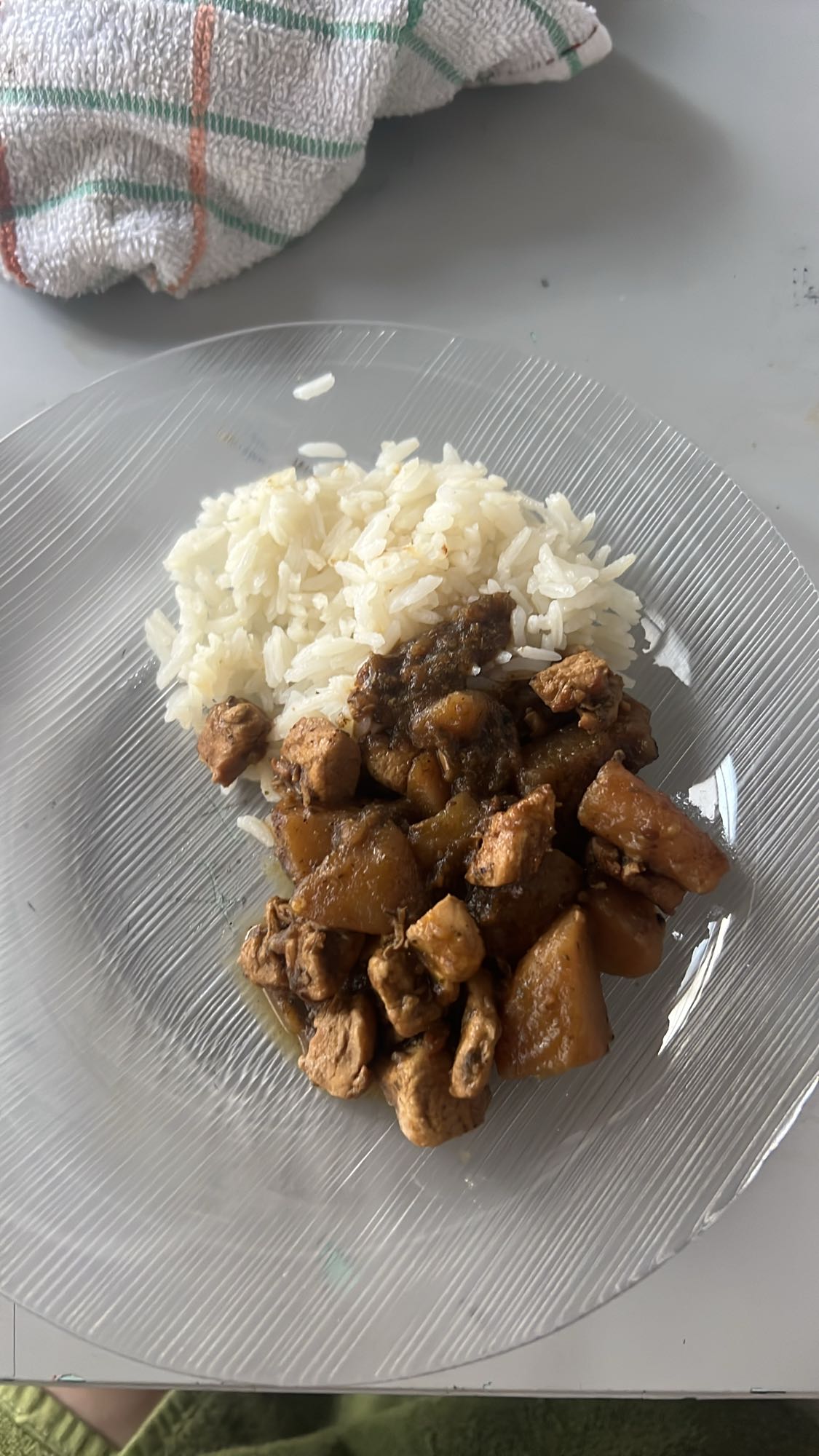 Frango com batata e arroz
