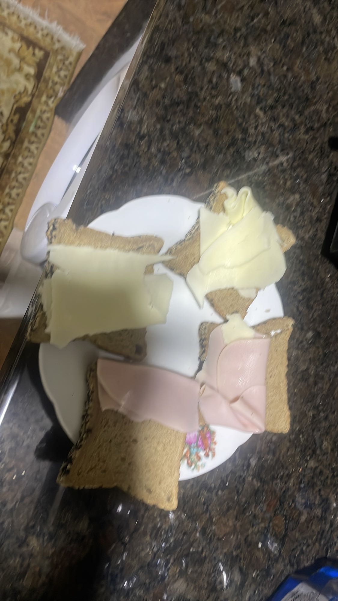 Cheese and ham crispbread