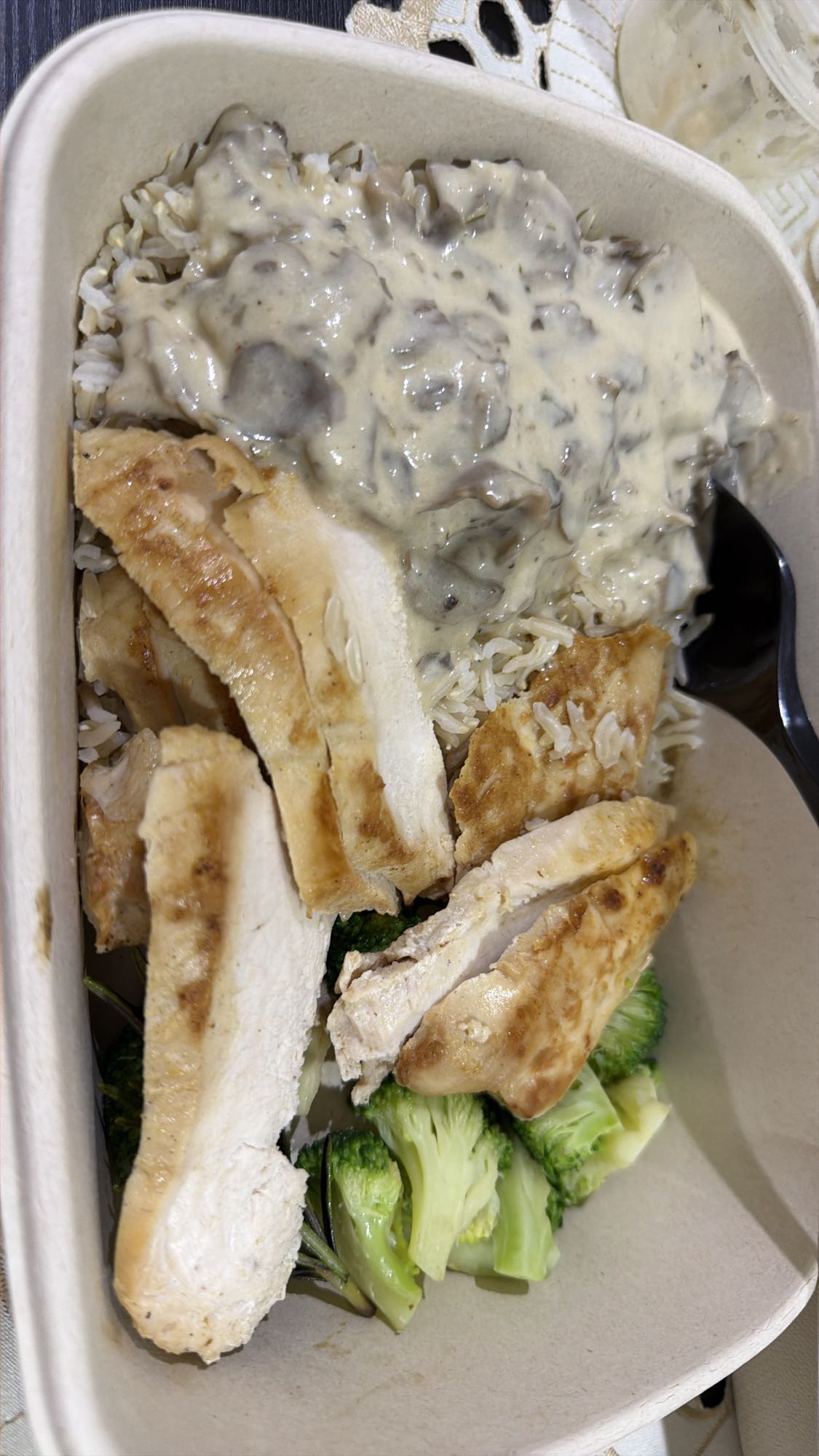 Chicken Rice with Mushroom Sauce