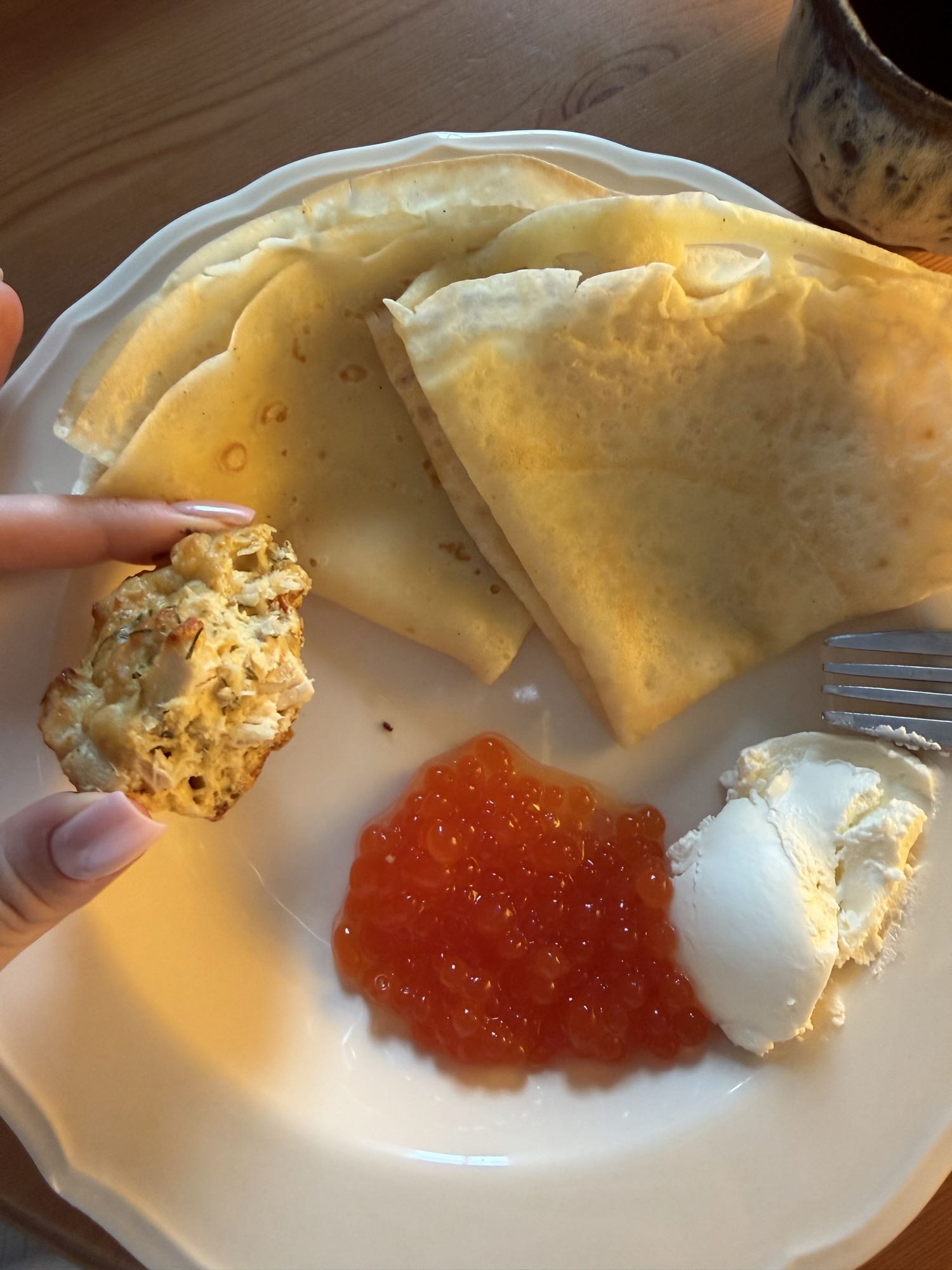 Блины с икрой и творогом