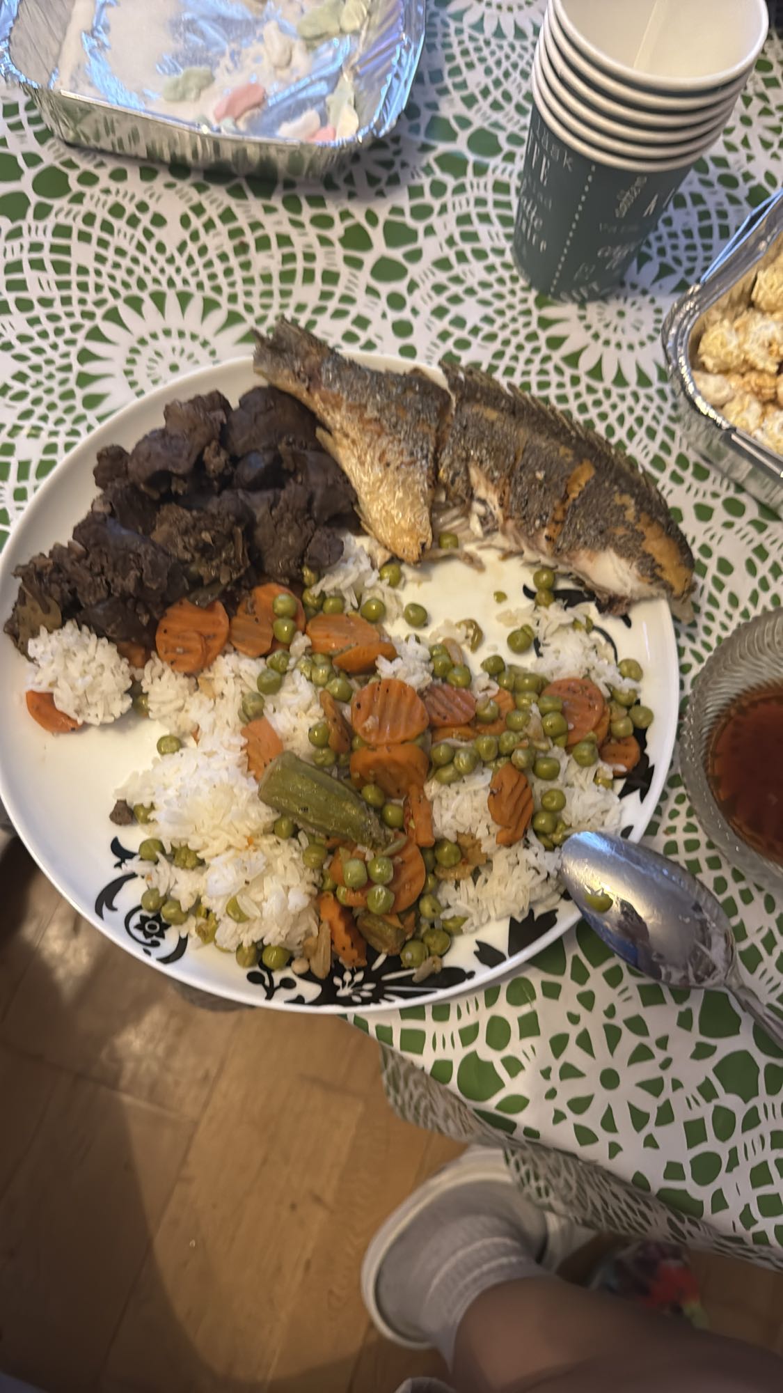 Ris, fisk och grönsaker