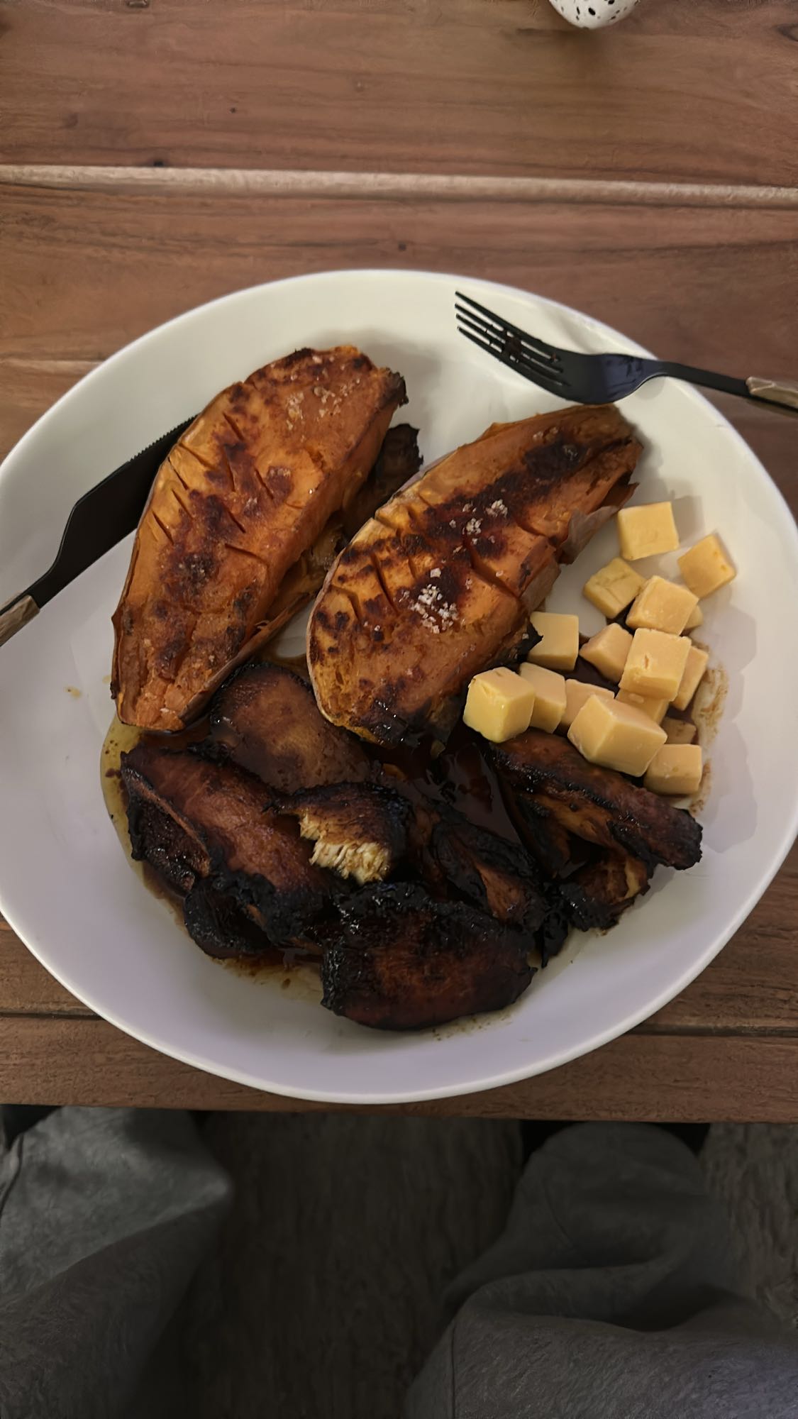 Patate douce, poulet, fromage