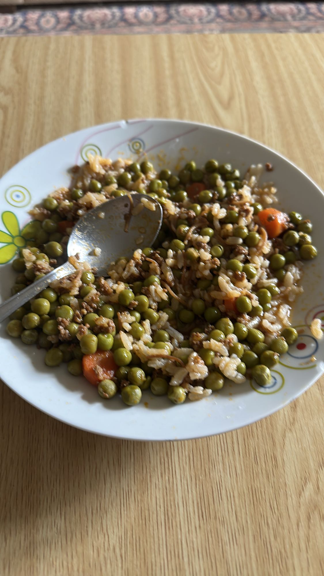 Rice with peas and carrots