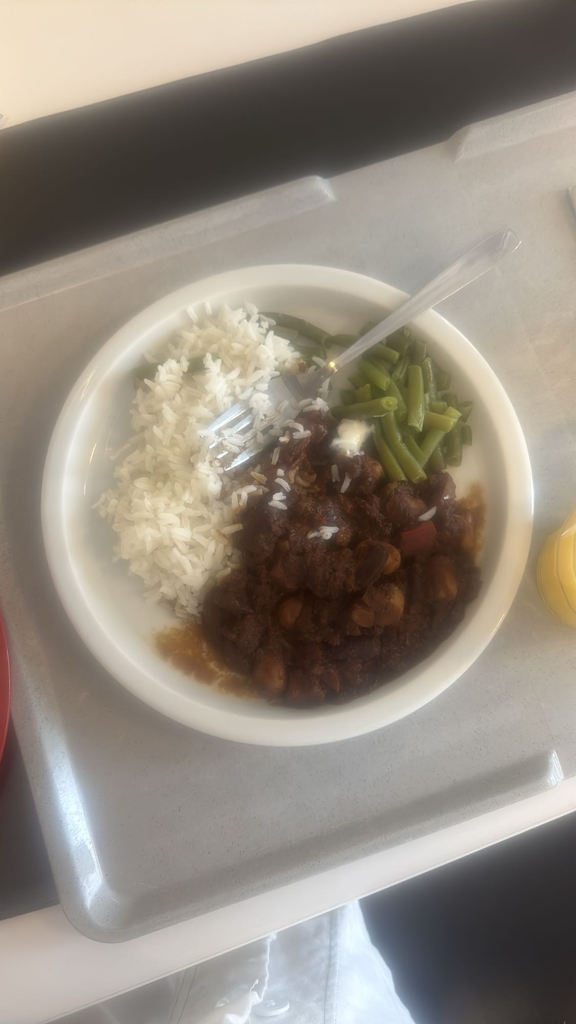 Rice, beans, green beans