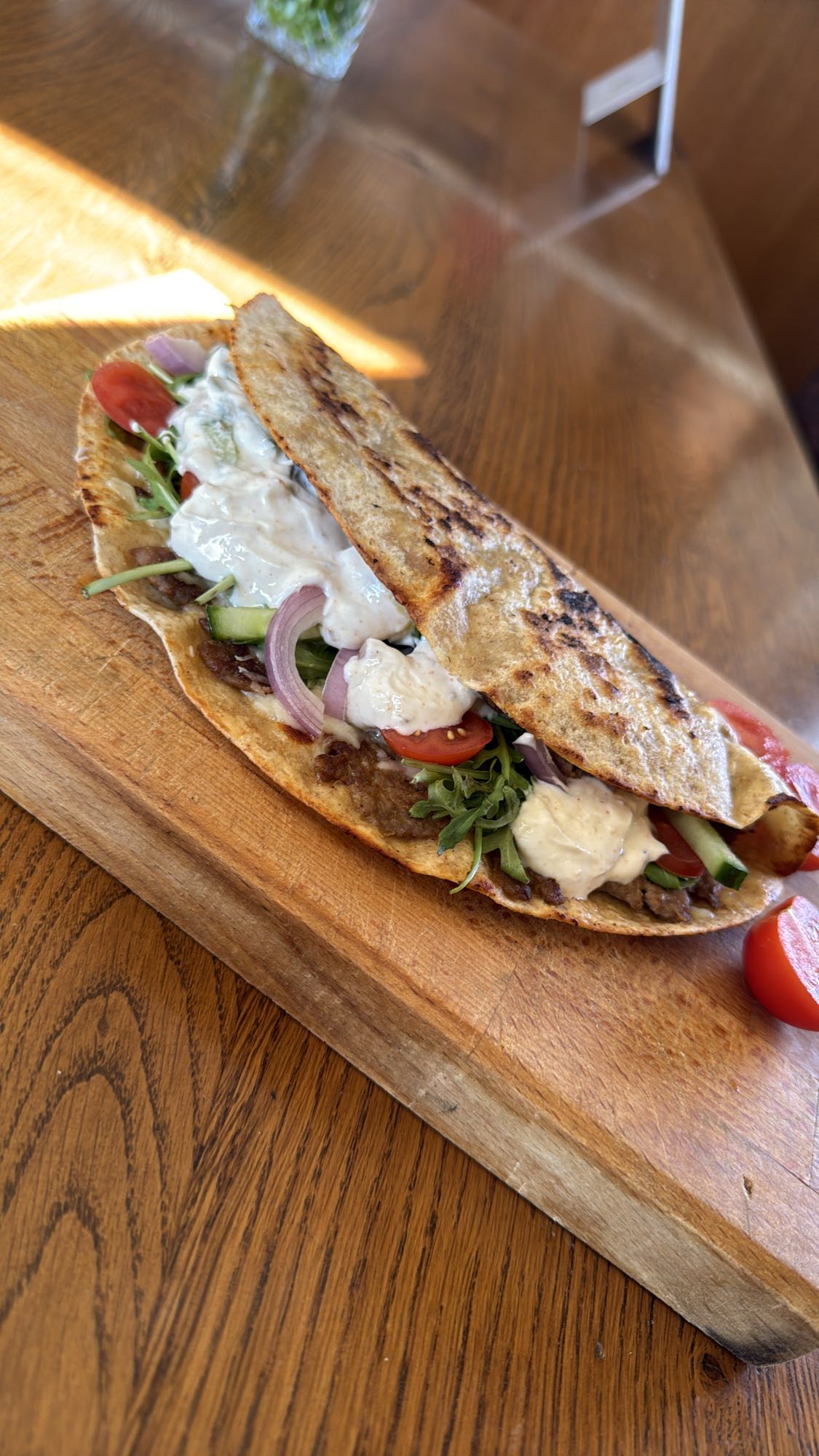 Beef flatbread wrap