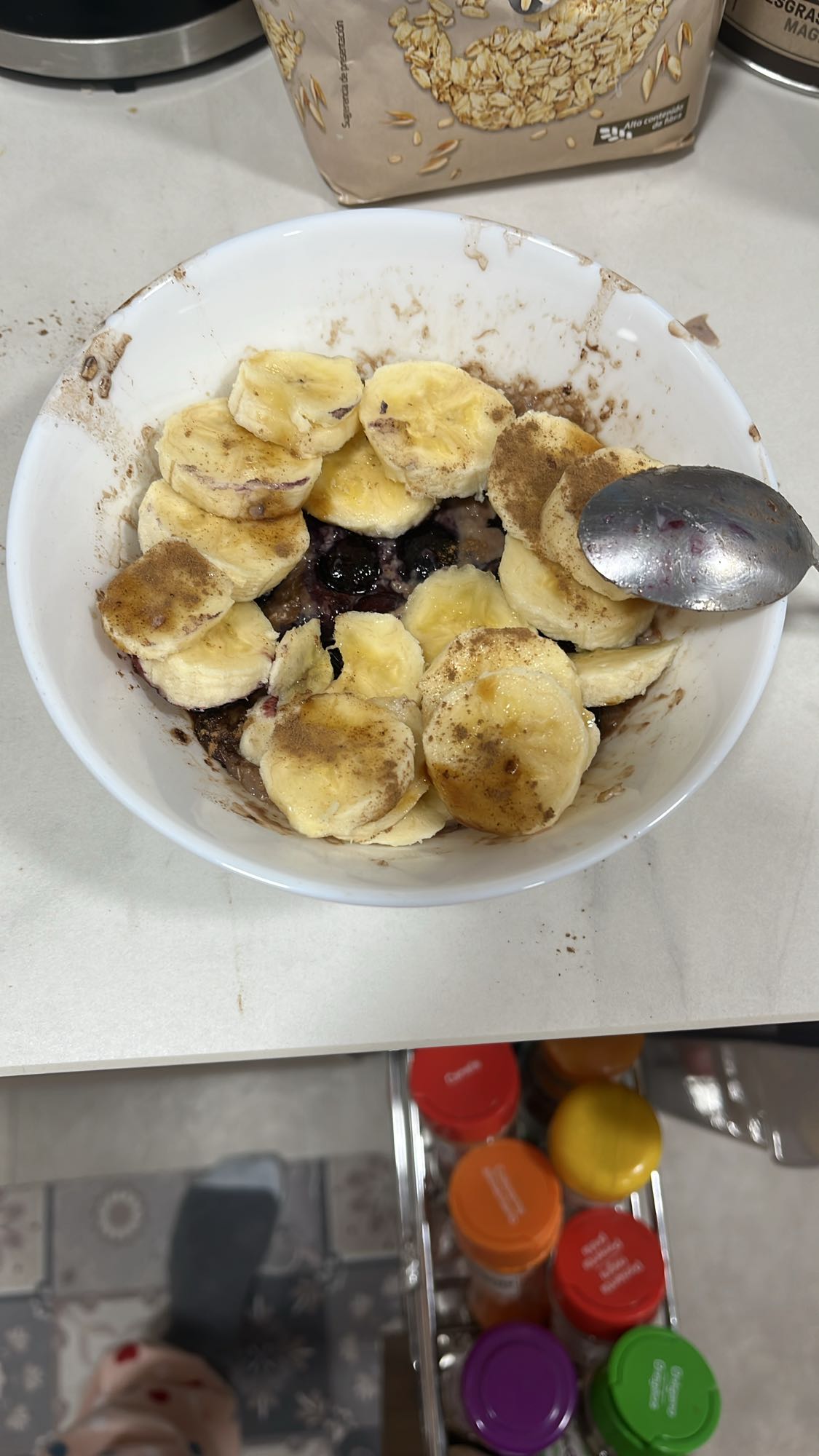 Avena con plátano y frutos