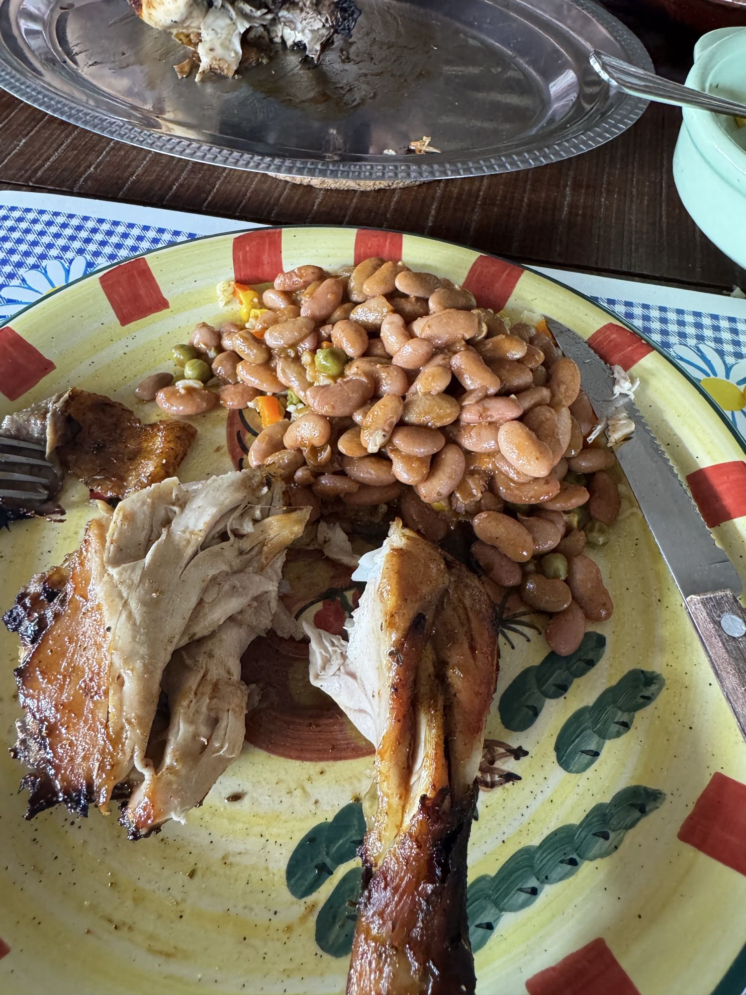 Pollo asado con frijoles