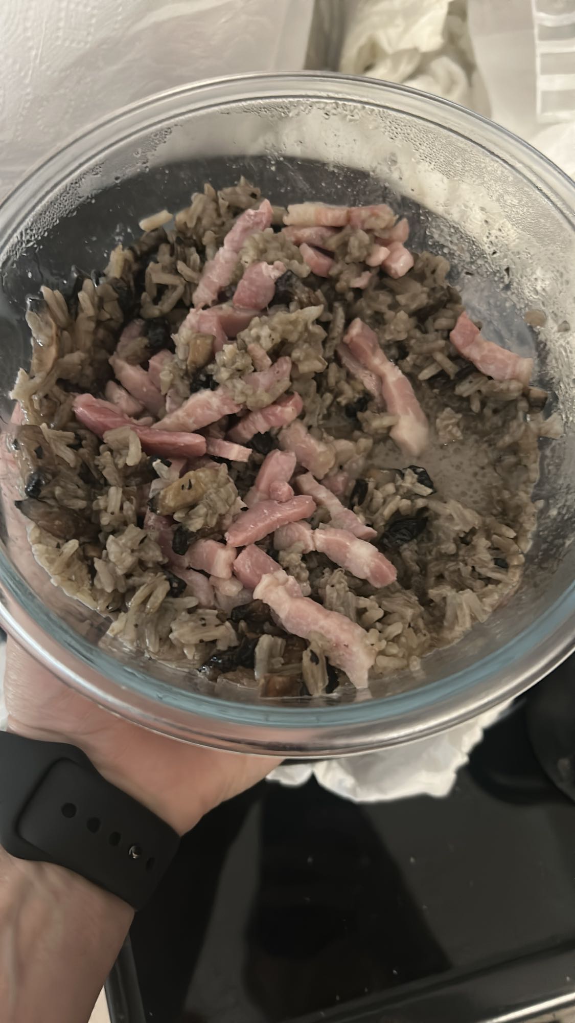 Riz aux lardons et champignons