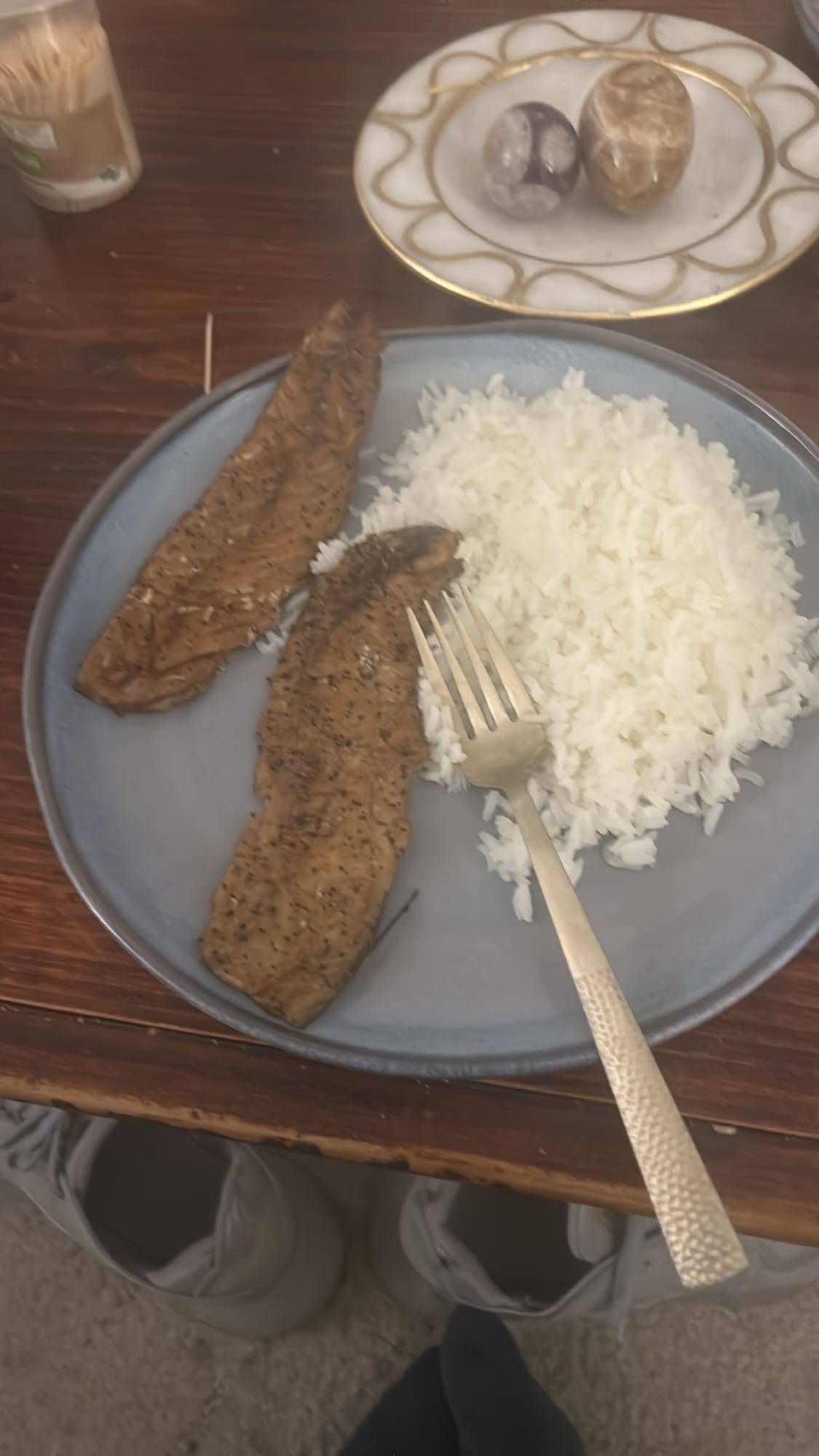 Riz et poisson grillé