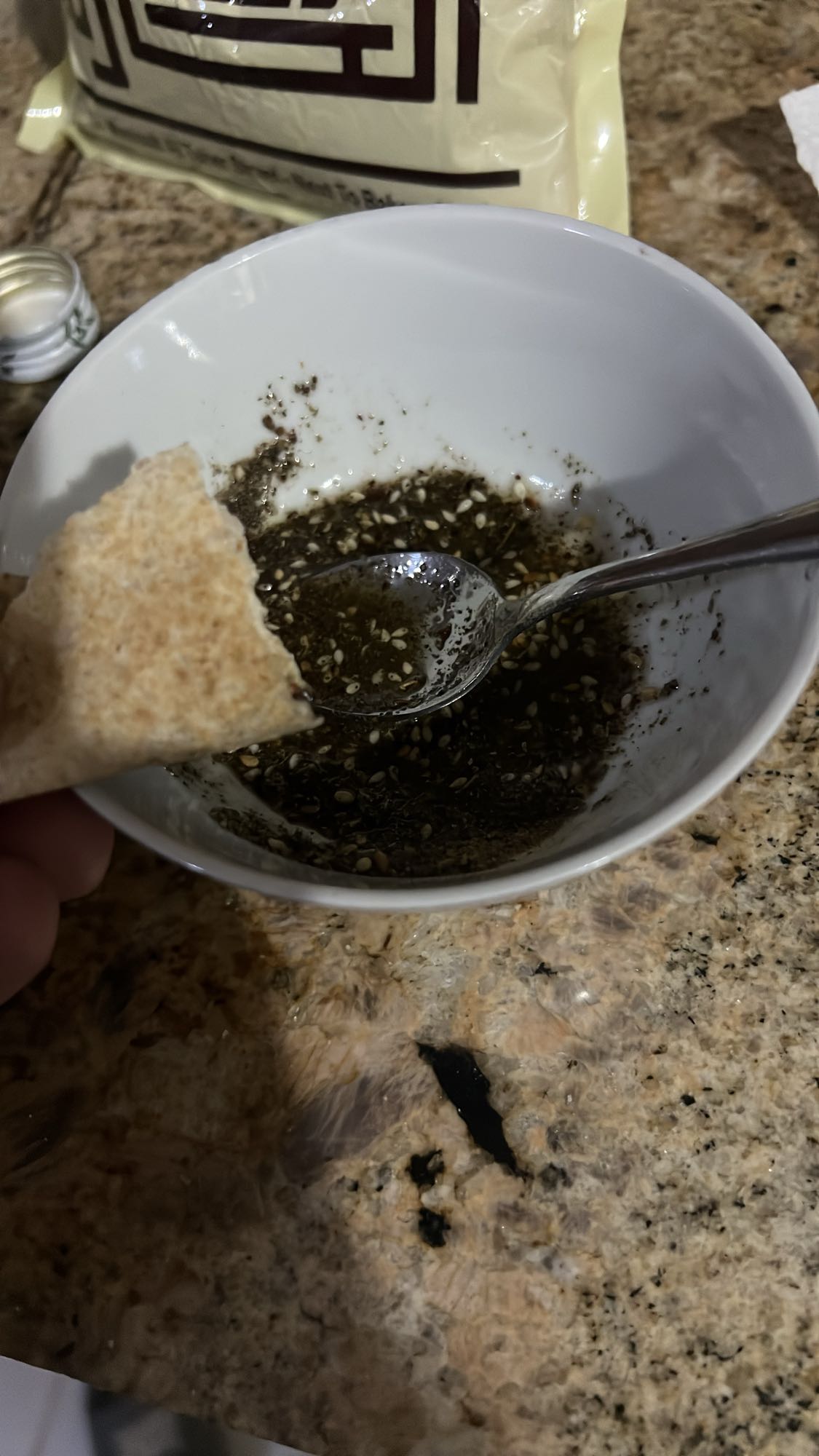 Pita with zaatar dip