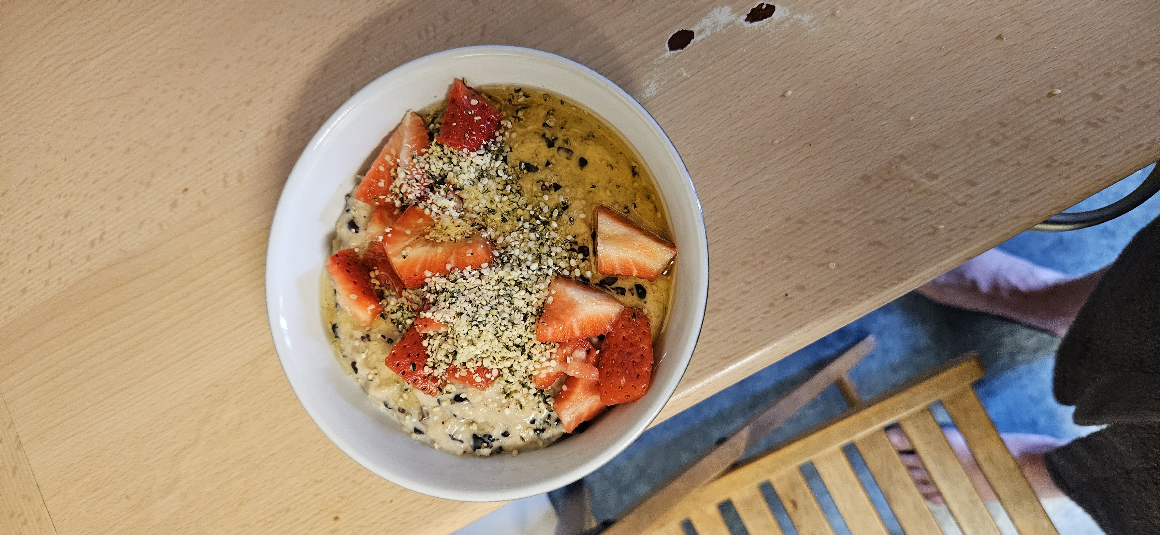 Strawberry hemp oatmeal bowl