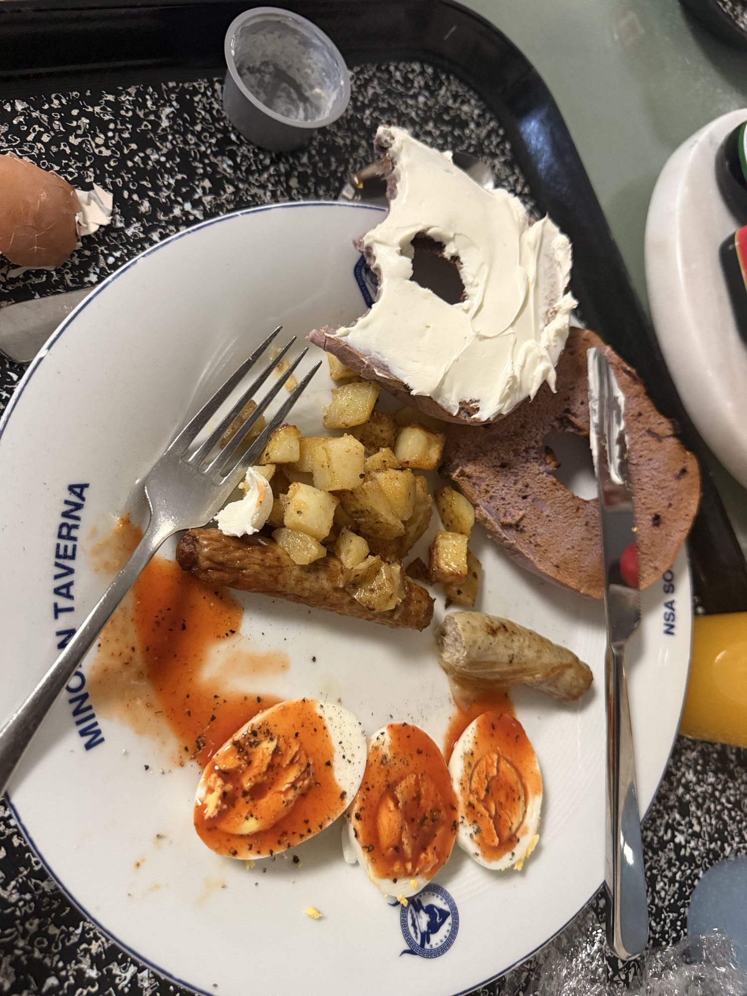 Eggs, Bagel, Potatoes