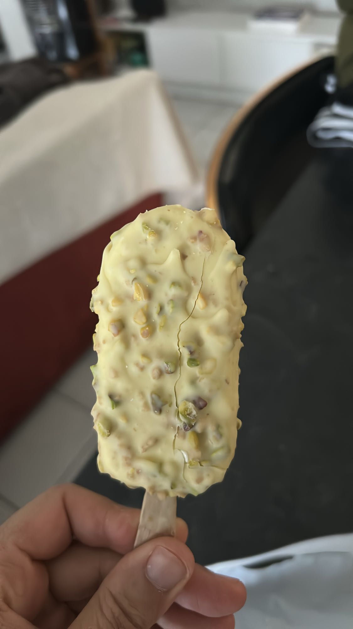 Glace pistache chocolat blanc