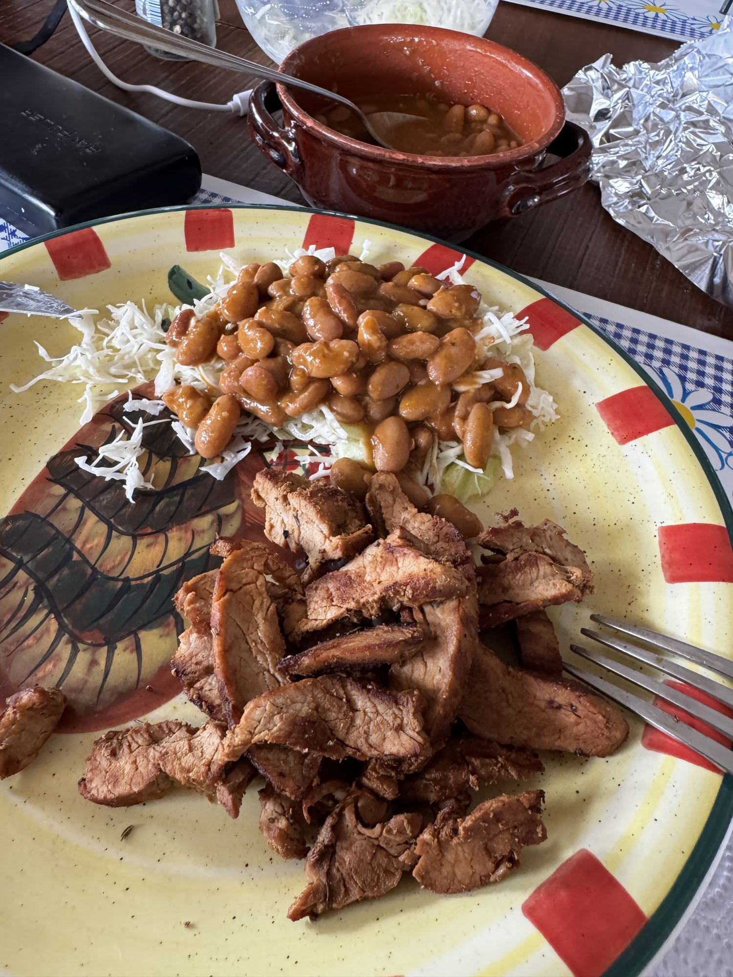 Carne asada con frijoles