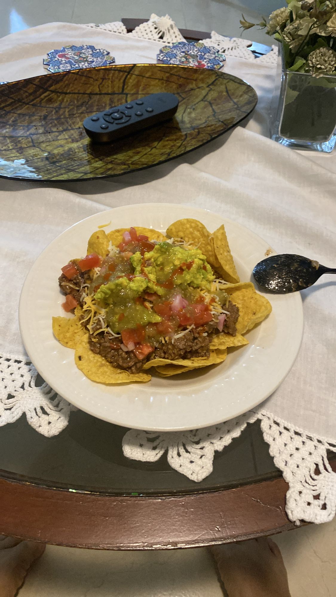 Nachos con carne y guacamole