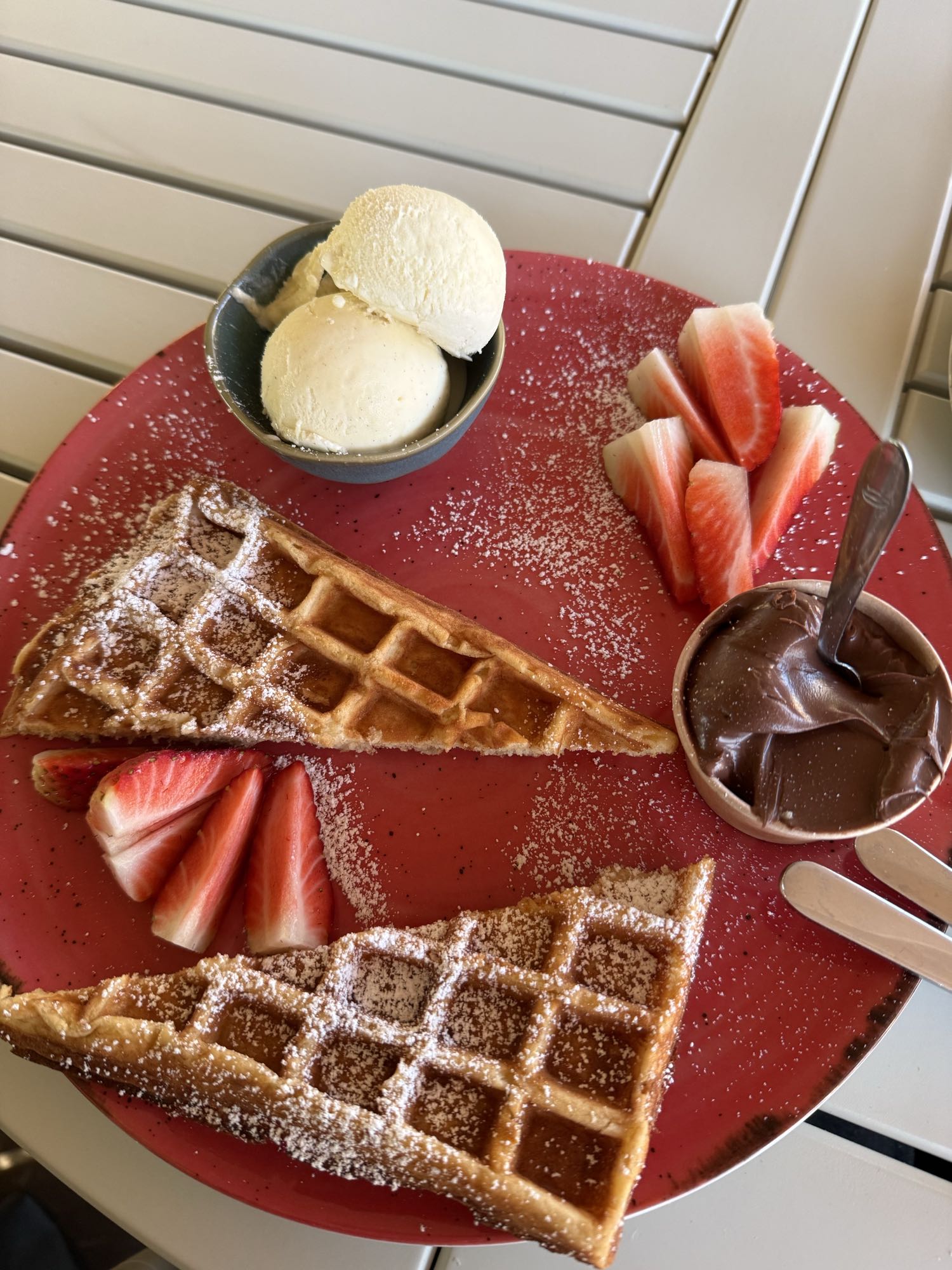Waffles with ice cream