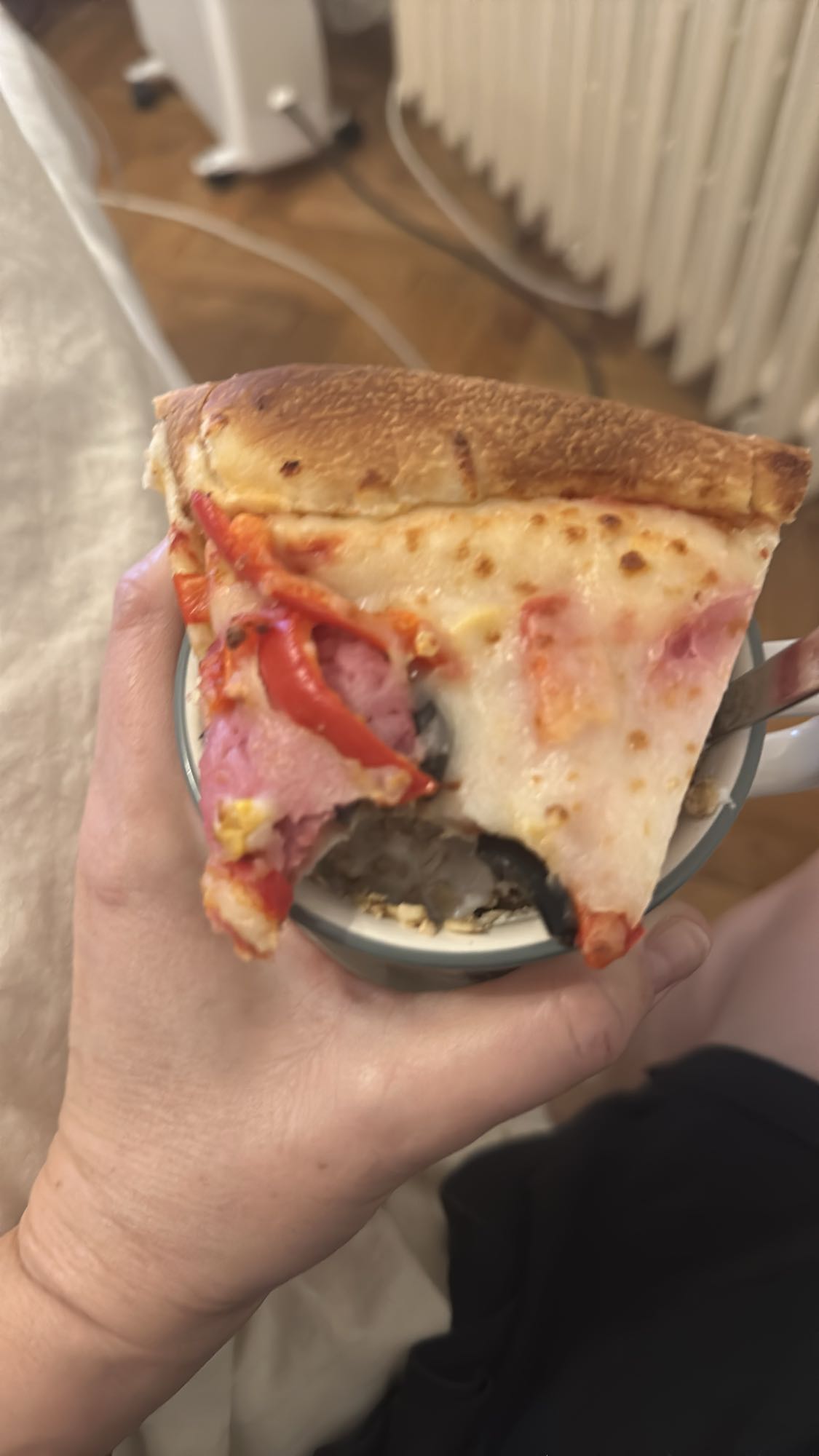 Pizza slice with sausage