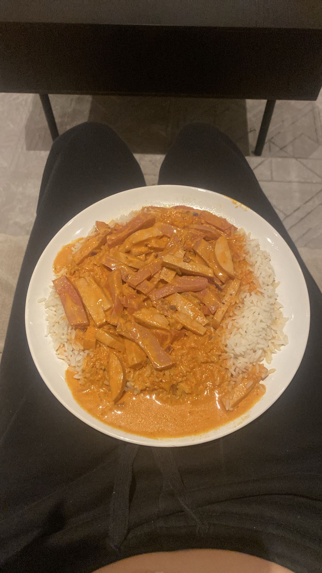 Korv stroganoff med ris