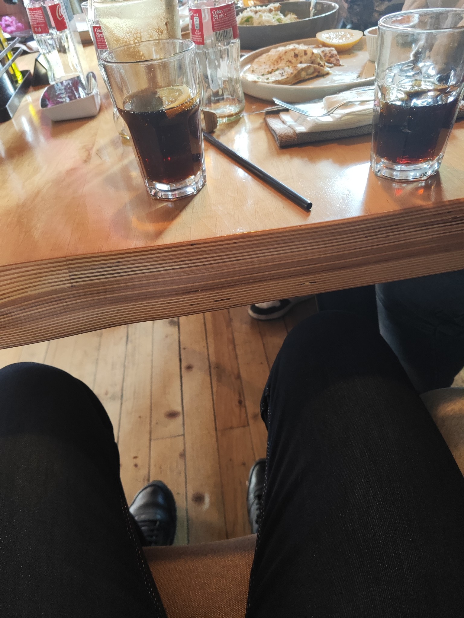 Soda and flatbread meal