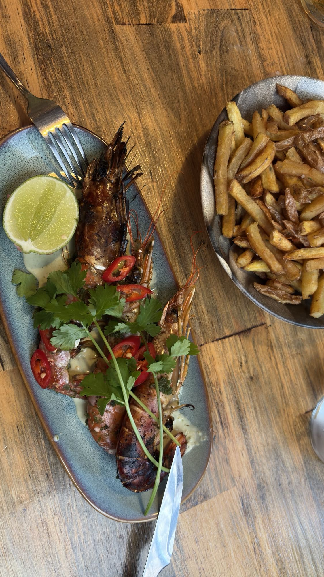 Grilled Prawns with Fries