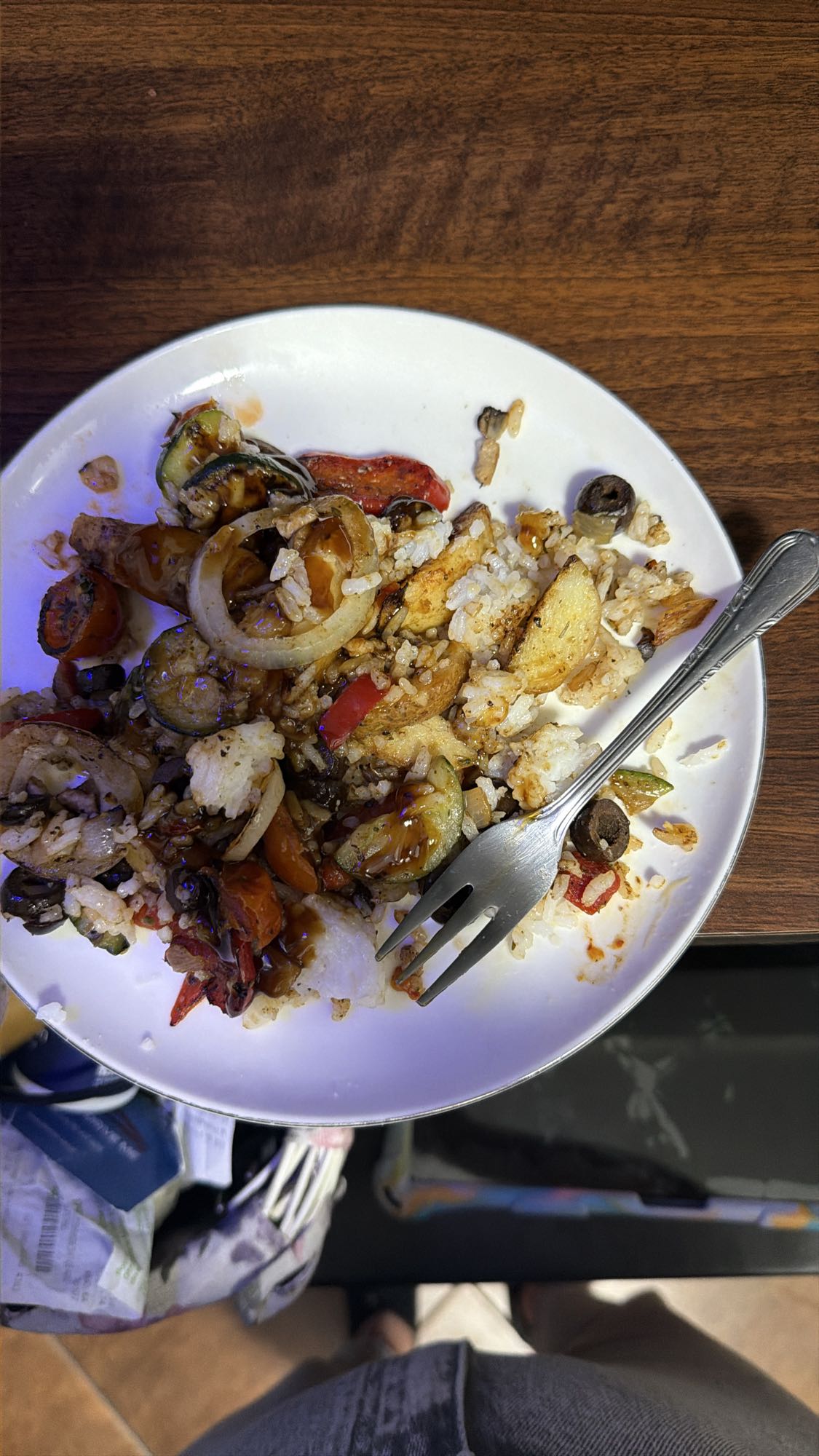 Ryż z warzywami i frytkami